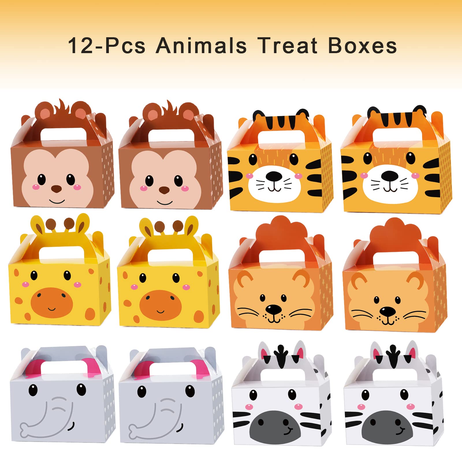 12 Pack Jungle Safari Animals Party Favor Boxes Zoo Animals Theme Happy Birthday Goodies Treat Boxes Jungle Safari Party Candy G