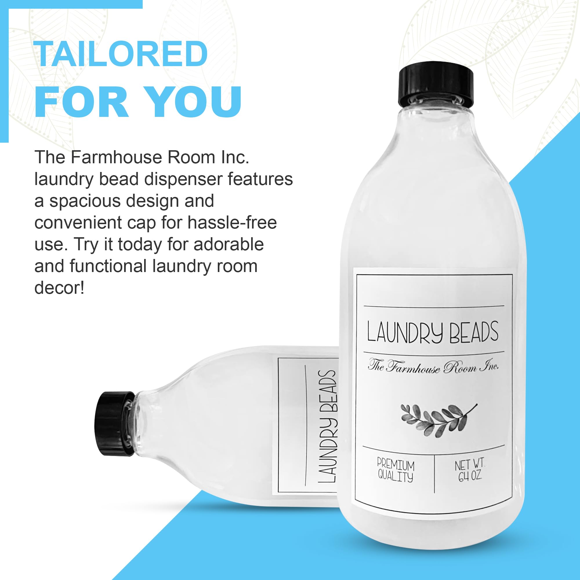 The Farmhouse Room Inc. Laundry Beads Dispenser Bottle - Scent Beads Container For Laundry Room Organization - 1/2 Gallon Bpa Fr
