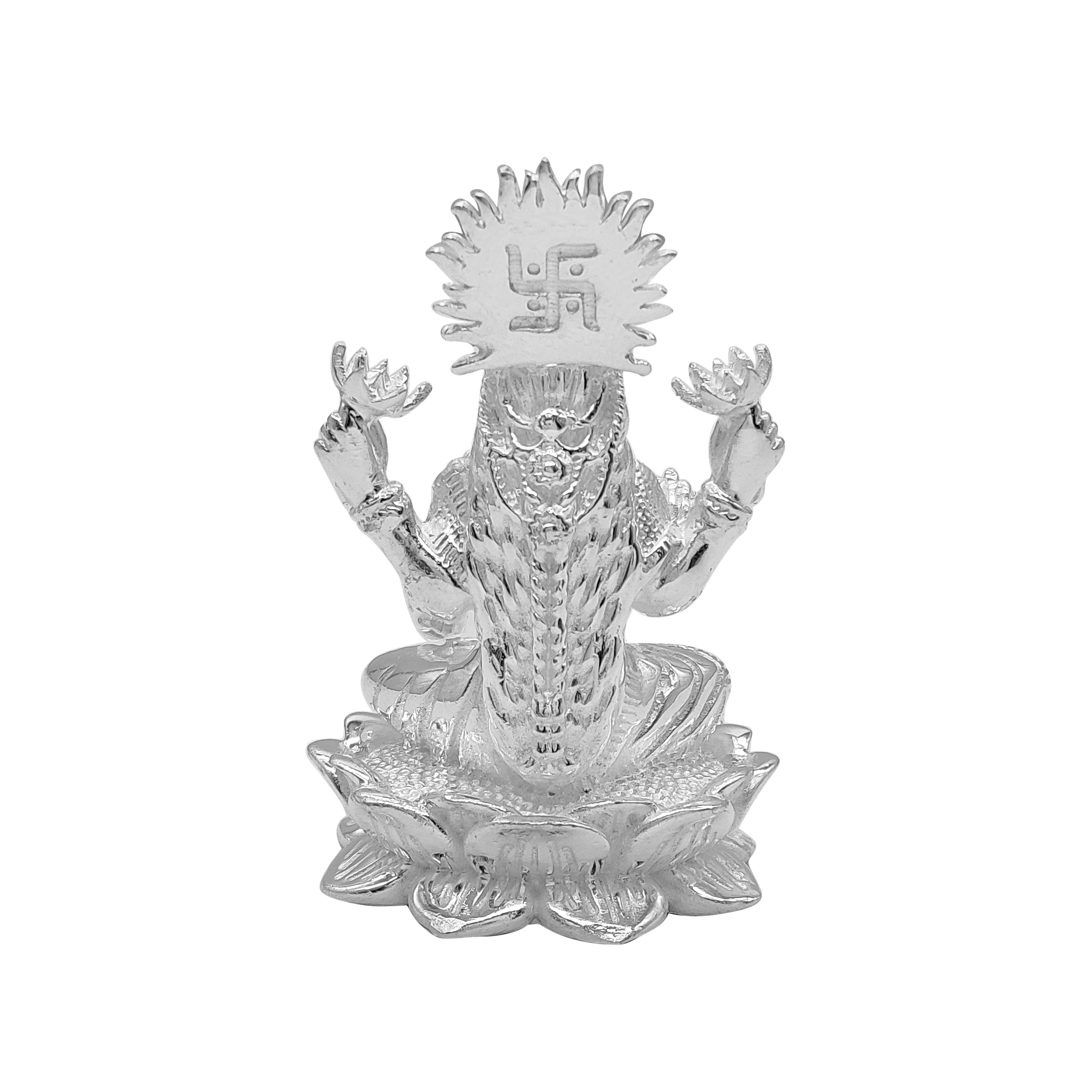 Maa Silver Pure Silver Laxmi Lakshmi Ji Bis Hallmarked Solid Idol/Murti With Lotus Kamal Base Perfect For Gifting & Pooja Use (9