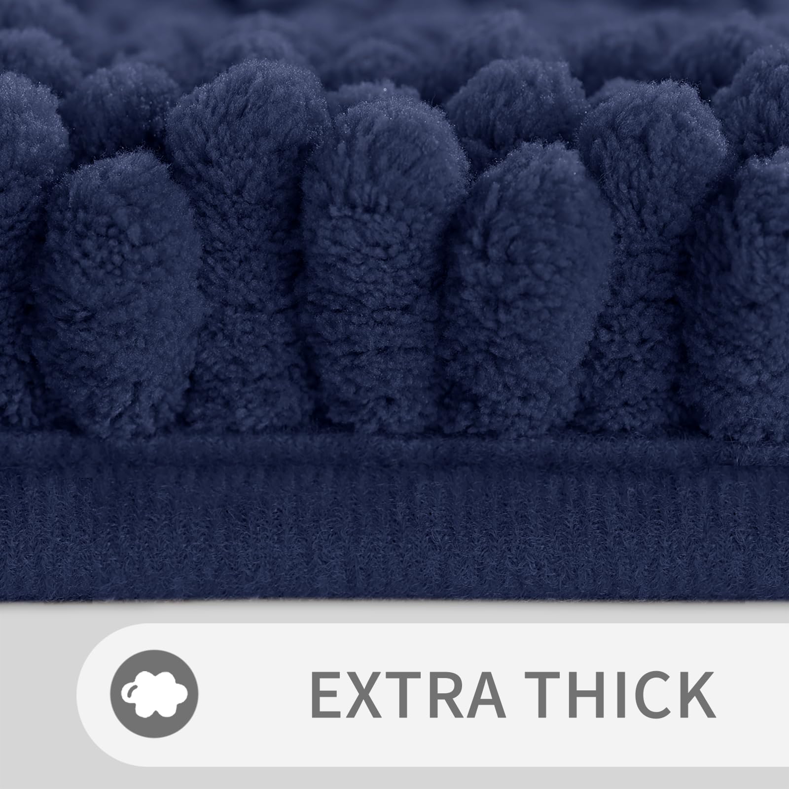 Yimobra Navy Blue Bathroom Rug Mat, Non Slip Quick Dry Bath Mats, Extra Thick And Super Absorbent Bath Rugs, Luxury Microfiber C