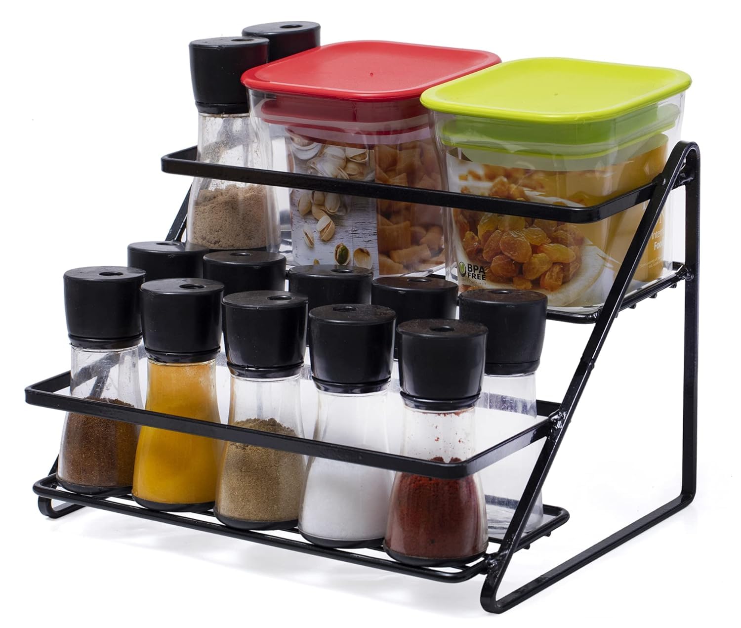 Dime Store Spice Rack Kitchen Rack For Kitchen Storage Accessories Kitchen Organizer (Triangle) (Black)