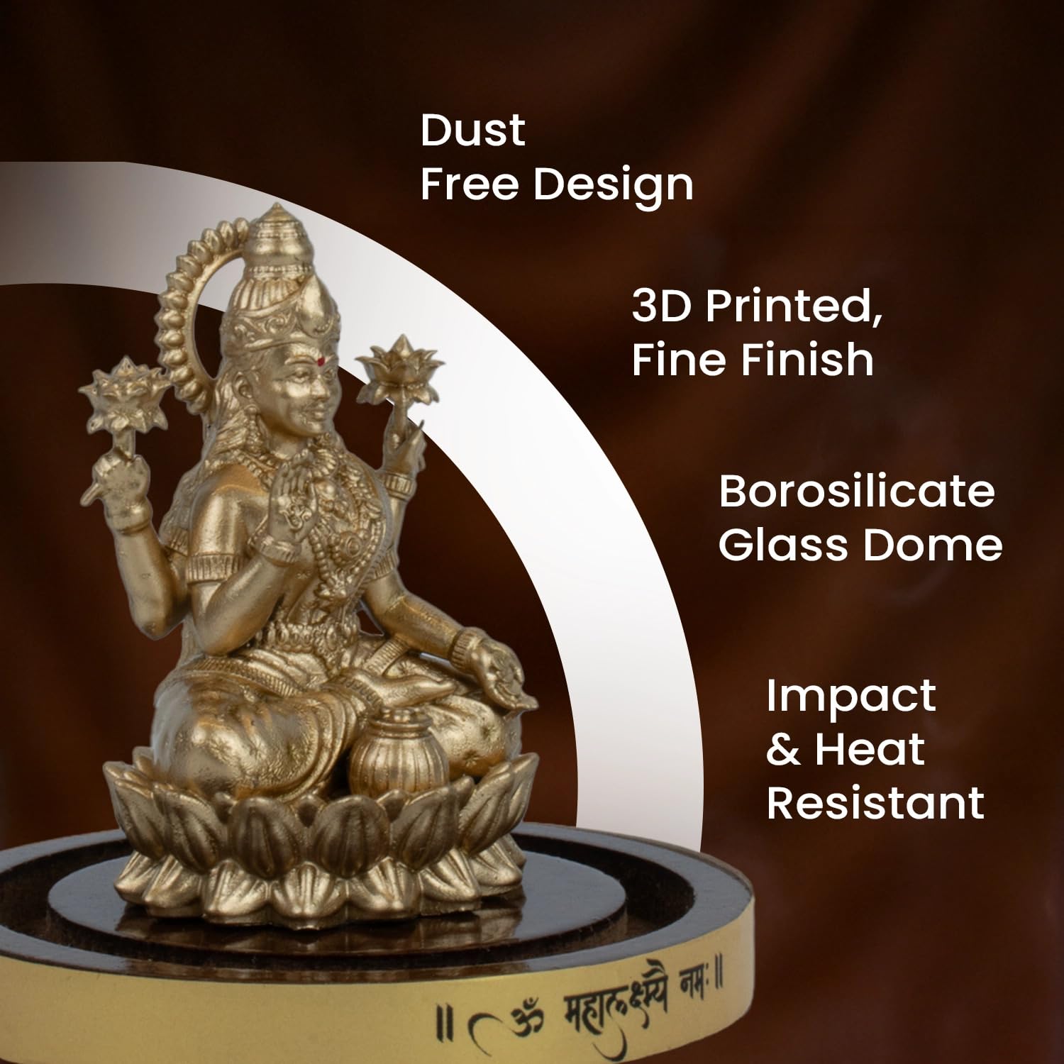 Astrotalk Mahalakshmi Murti in Borosilicate Glass Dome | Lakshmi Devi Idol for Car, Home, & Mandir | Attracts Money, Prosperity & Fortune | 3D Printed Idol | Gift for House Warming Ceremony(7x5.5 cm)