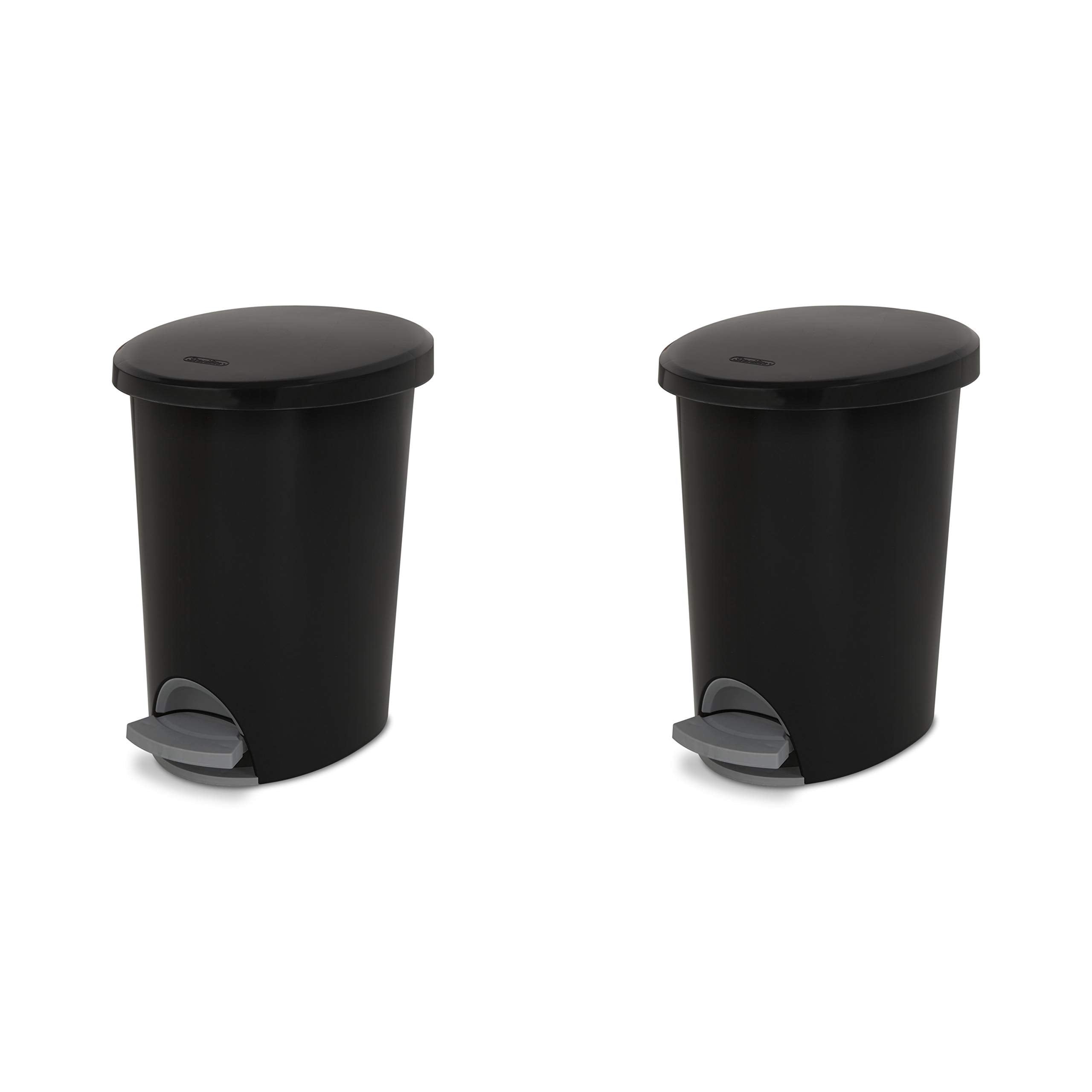 Sterilite 2.6 Gallon Ultra Stepon Wastebasket W/ Lid, Small Plastic Trash Can For The Bathroom, Bedroom, Or Dorm, Pedal And Line