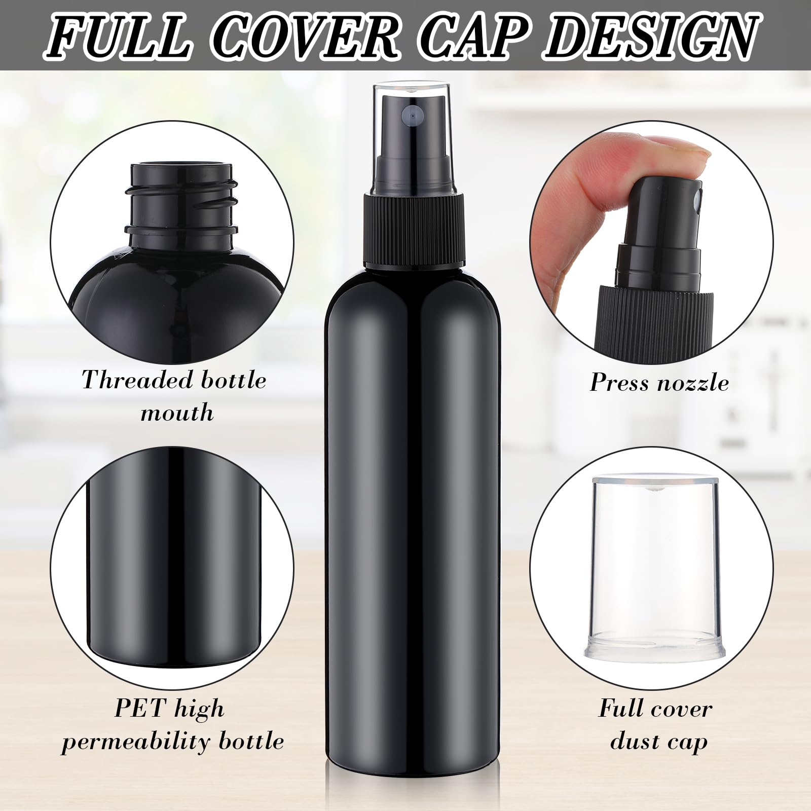 Kigley 100 Pcs Small Spray Bottle Bulk 4 Oz Plastic Empty Mist Spray Bottles For Essential Oils Fine Mist Sprayer Reusable Refil