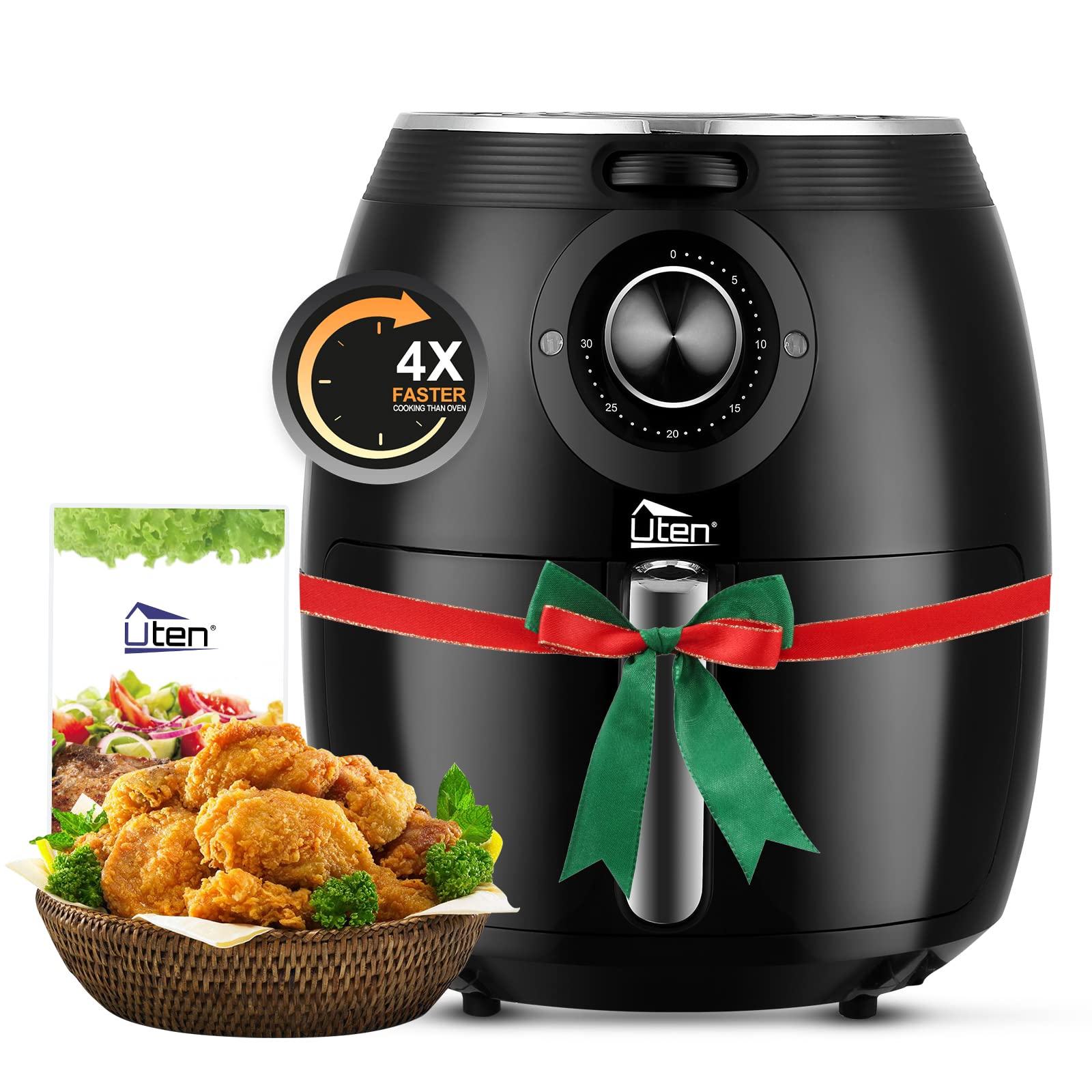 Air Fryer 5.8QT/5.5L, Uten 1700W AirFryer High-Power Electric Hot Temperature Control & Timer Knob, Non Stick Fry Basket, Dishwa