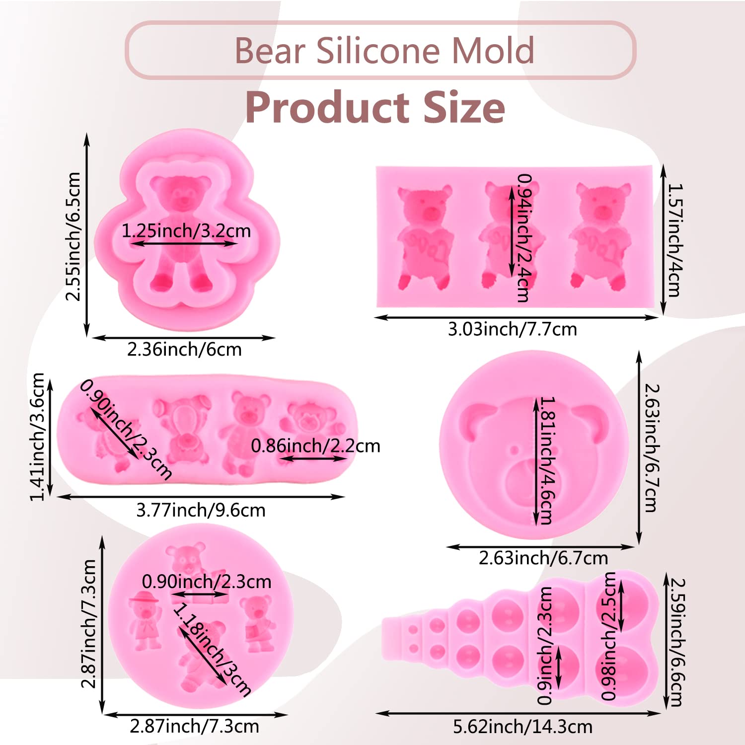 Miyahouse Bear Silicone Fondant Mold 3D Pearl Fondant Mold Ball Pearl Semi Sphere Chocolate Silicone Molds For Cake Decorating C