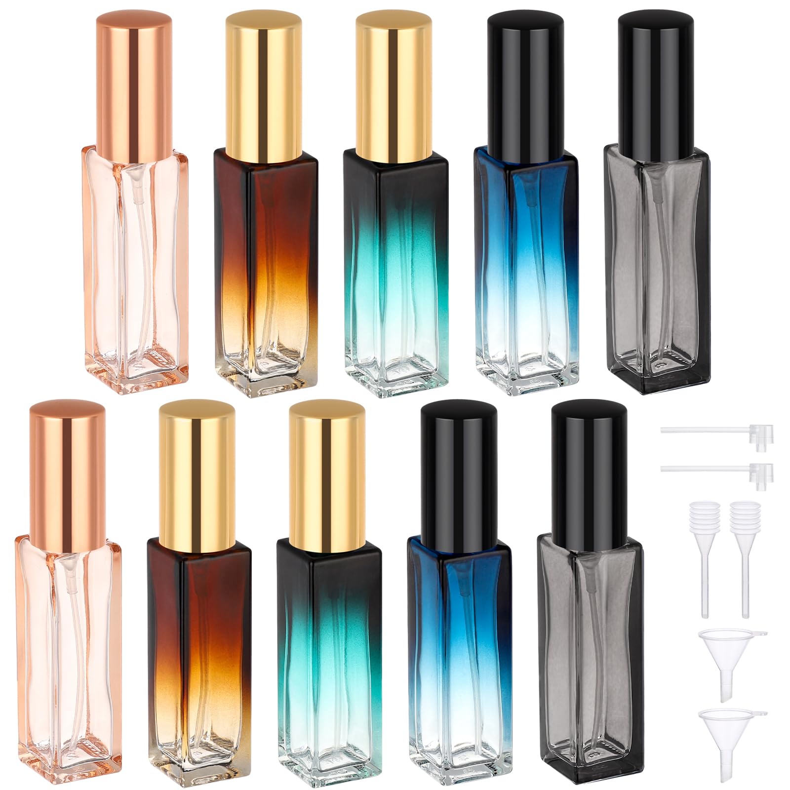 Segbeauty 0.34Oz Glass Travel Perfume Bottle Refillable, Pack Of 10 Mini Cologne Atomizer, 10Ml Black Perfume Sprayer Empty, Tra