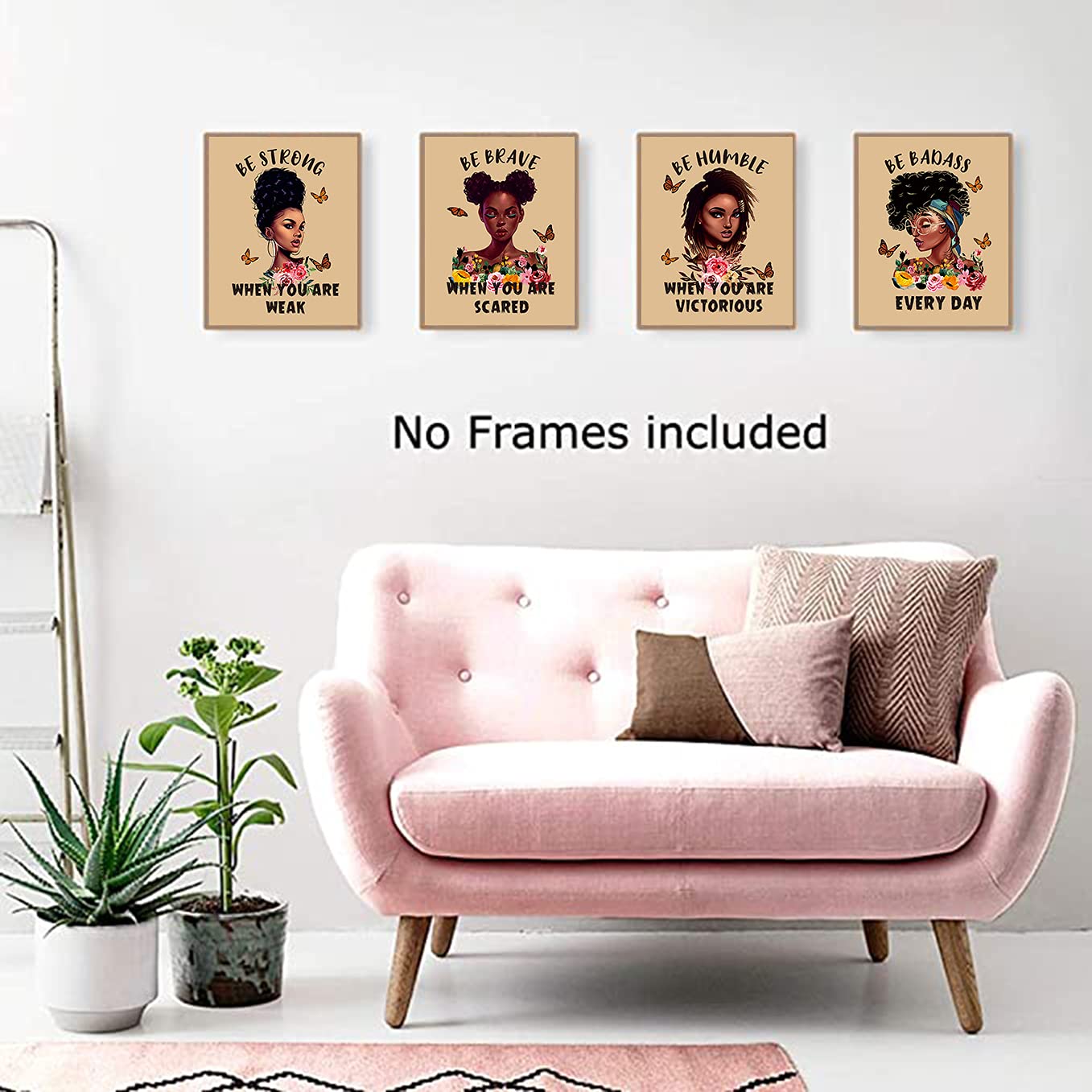 Motivational Black Girl Wall Art,Black Girl Inspirational Quotes Art Painting,Minimalist Modern Queen Beauty,Set Of 4 (8''X 10''