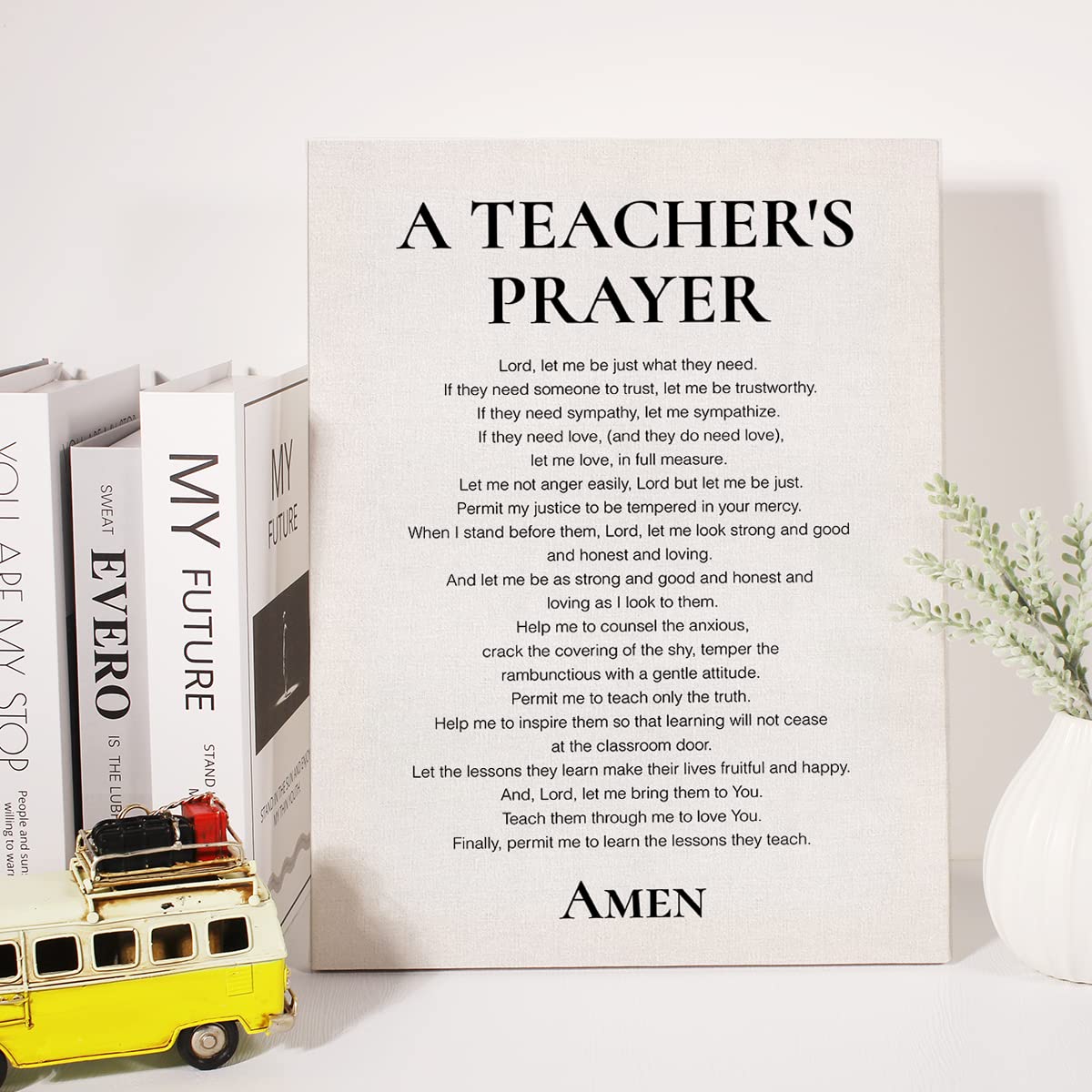 Teacher Canvas Wall Art Motivational a Teachers Prayer Canvas Print Positive Canvas Painting Classroom Wall Decor Framed Christ