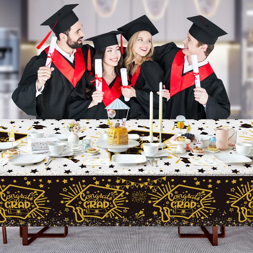 4 Pack Graduation Party Supplies 2025 Plastic Graduation Tablecloth, 54x108 Waterproof Rectangle Table Cover Congrats Grad Party