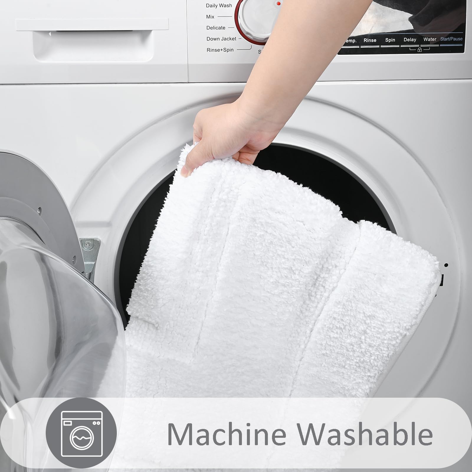 Homore Bathroom Runner Rugs 24X70 Non Slip Washable White Bathroom Rug Soft And Absorbent Microfiber Long Bathroom Rug White Plu