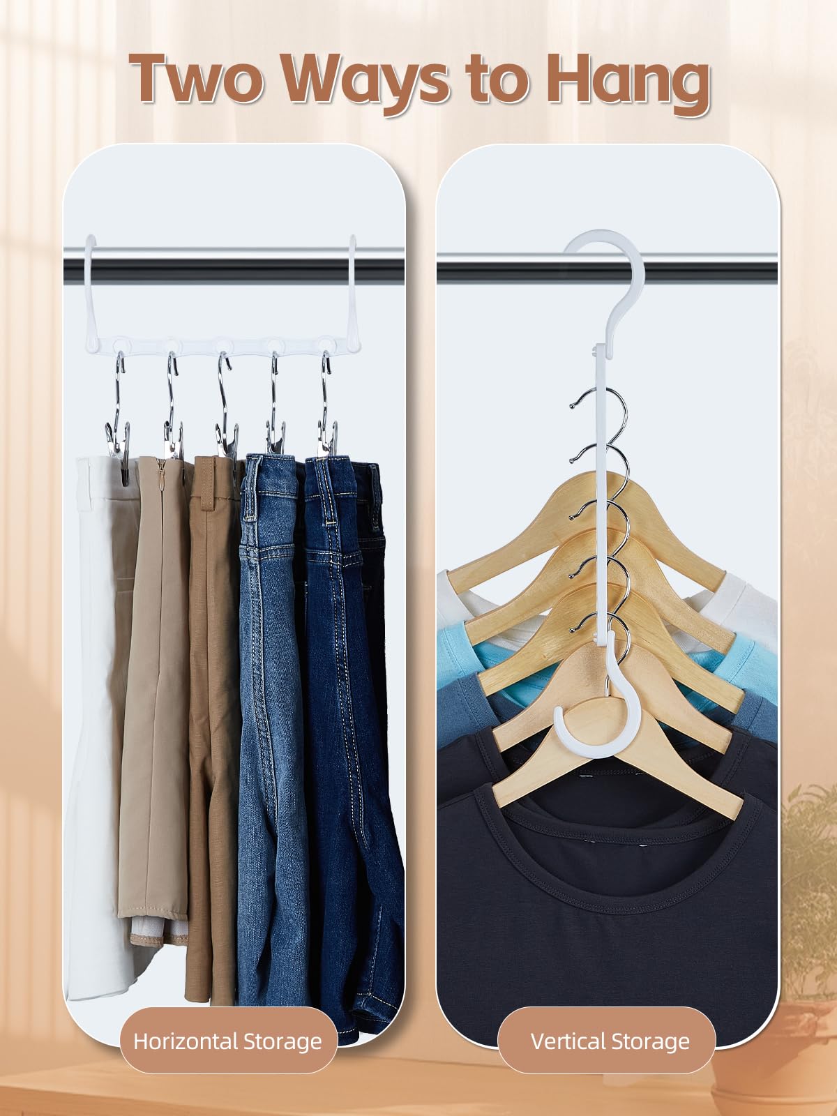 HOUSE DAY White Magic Space Saving Hangers  Premium Smart Hanger Hooks  Sturdy Cascading Hangers with 5 Holes for Heavy Clothes  Closet Organizers and Storage  College Dorm Room Essentials 10 Pack