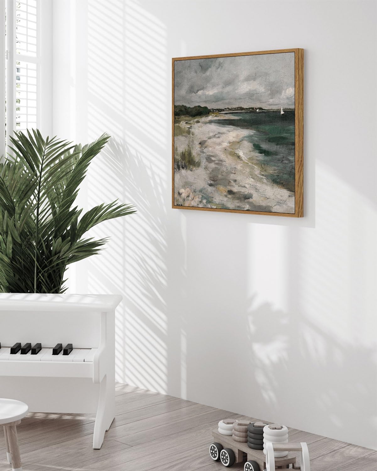 Insimsea Square Framed Canvas Wall Art, Room Decor Scenery Clouds Coastal Seaside Wall Decor, Canvas Oil Paintings Home Wall Art