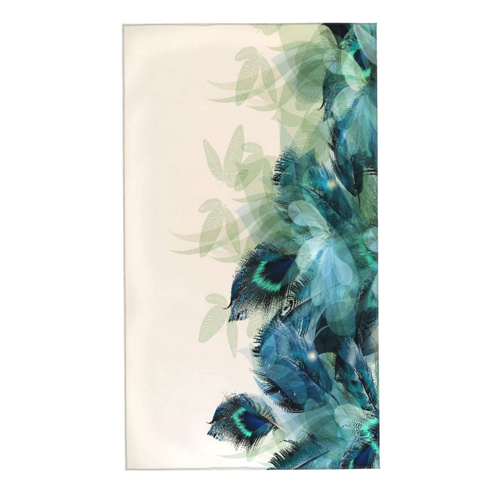 Covasa Peacock Hand Towels For Bathroom Set Of 2 Green Blue Beautiful Peacock Feather Bathroom Hand Towels Microfiber Soft Highl