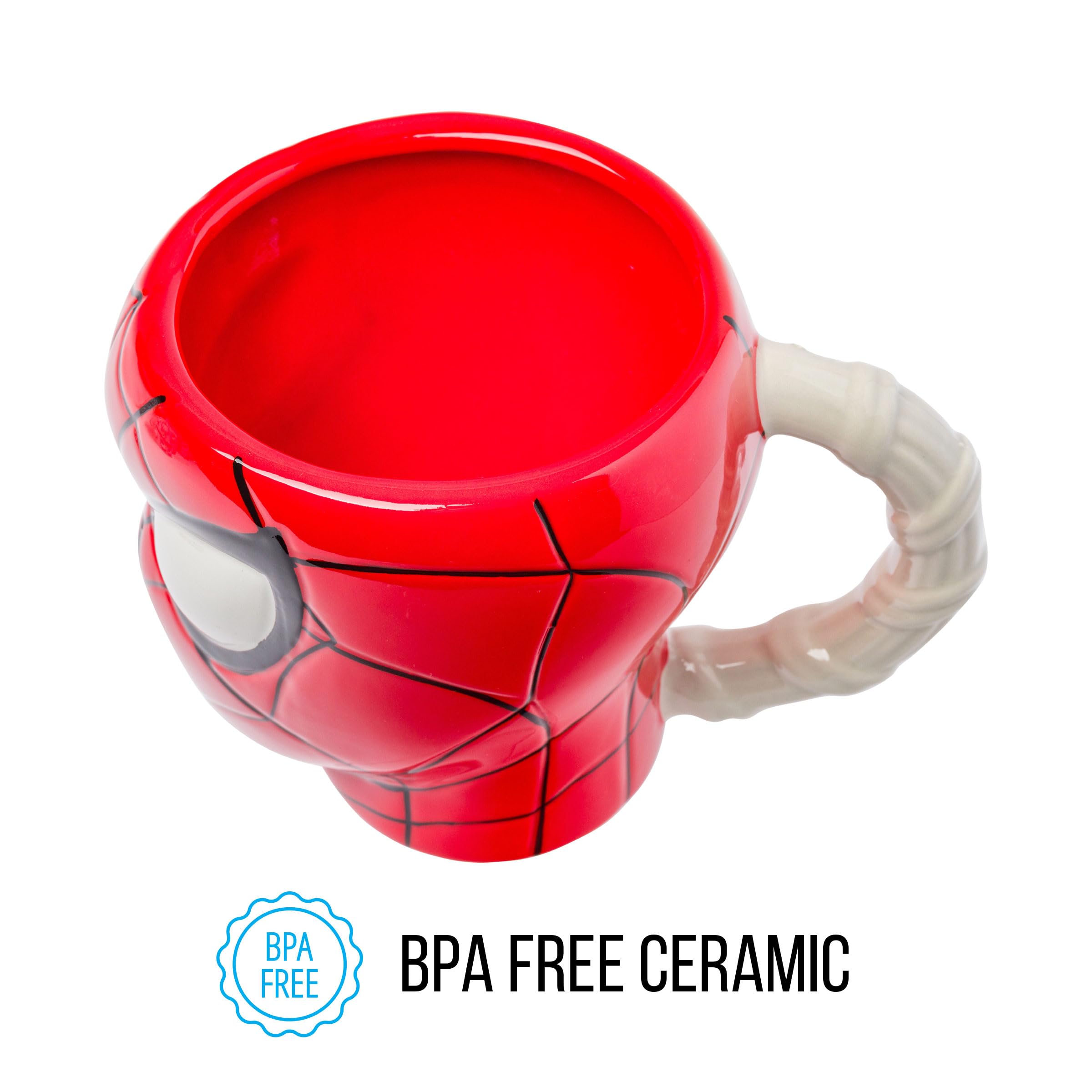 Silver Buffalo Spiderman Head And Web Handle Ceramic 3D Sculpted Mug