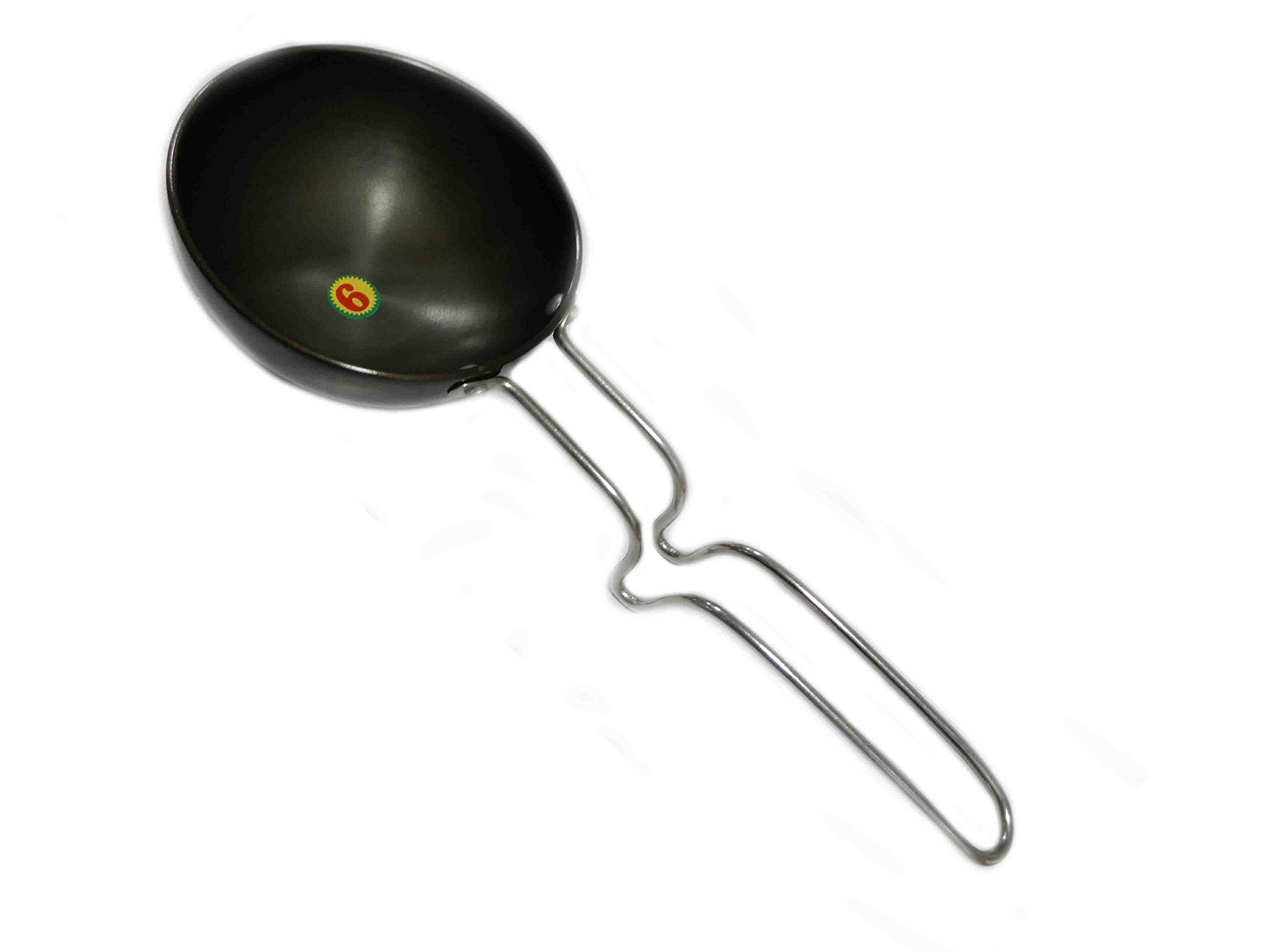 Whopperonline Essential Non-Stick Hard Anodized Tadka Frying Pan With Wire Handle, Spice Heating Pan, Temper Pan - Black, 11 Inc