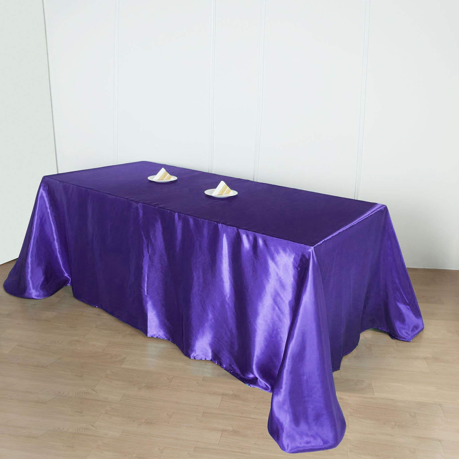 Balsacircle 90X156 Inch Purple Satin Rectangle Tablecloth Table Cover Linens For Wedding Table Cloth Party Reception Events Kitc