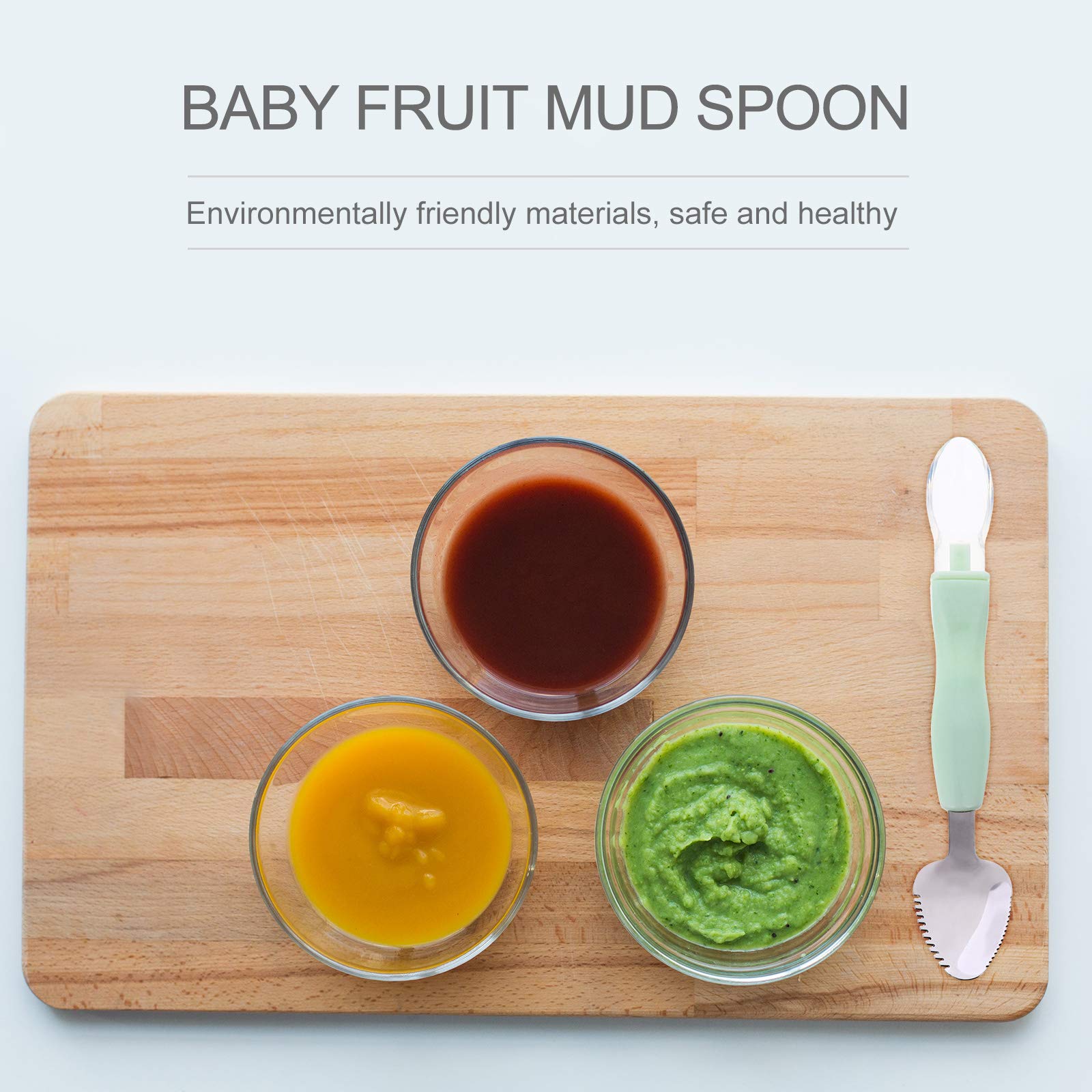 2Pcs Food Scraper Spoon Silicone Feeding Spoons Double Head Fruit Puree Spoon Practical First Training Baby Scraper For Fruit Sc