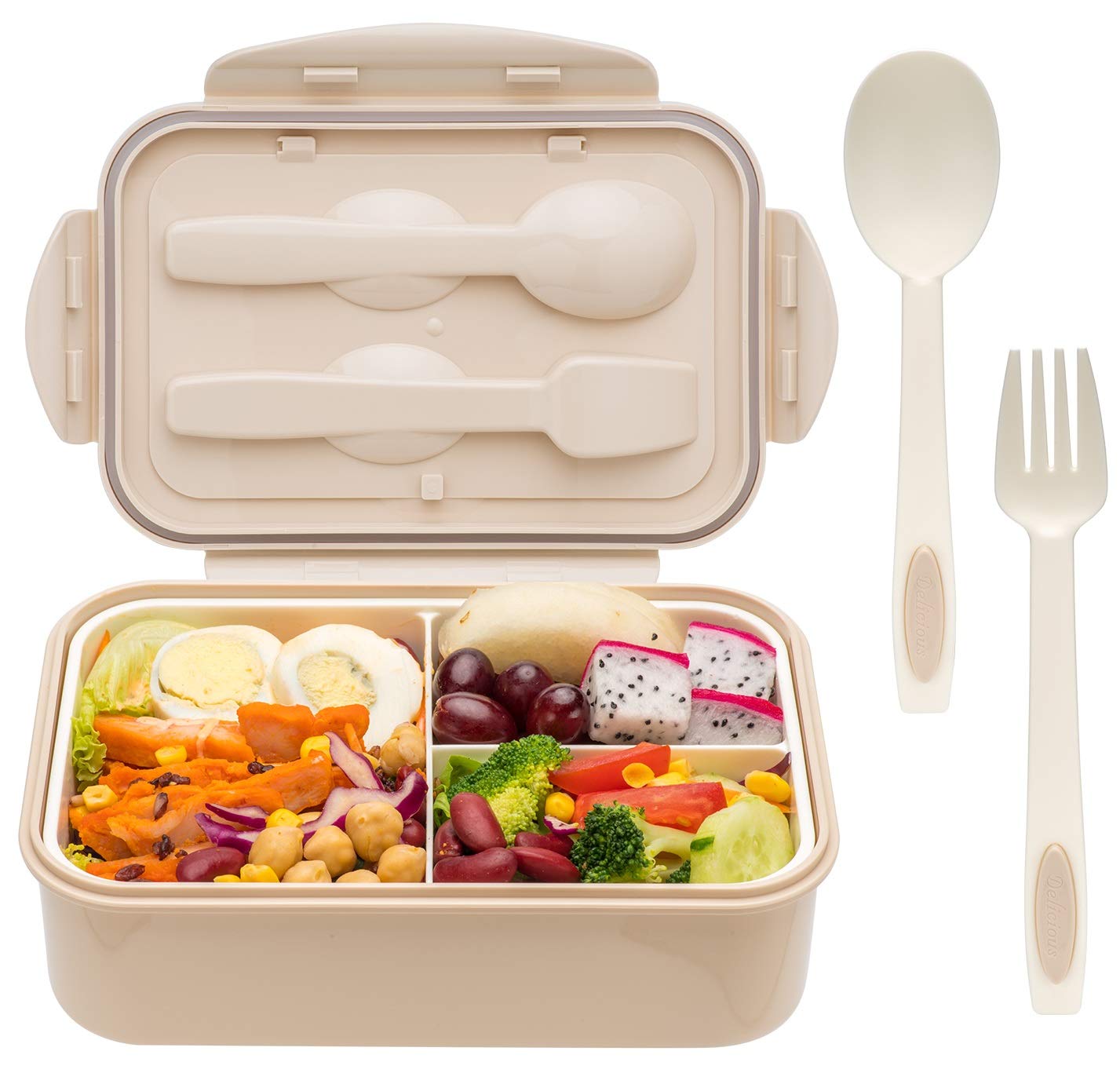 Lovina Bento Box For Adults And Kids - 1400Ml Portable, Lightweight, Easy To Carry Meal Holder With Spoon & Fork, Durable, Leak-