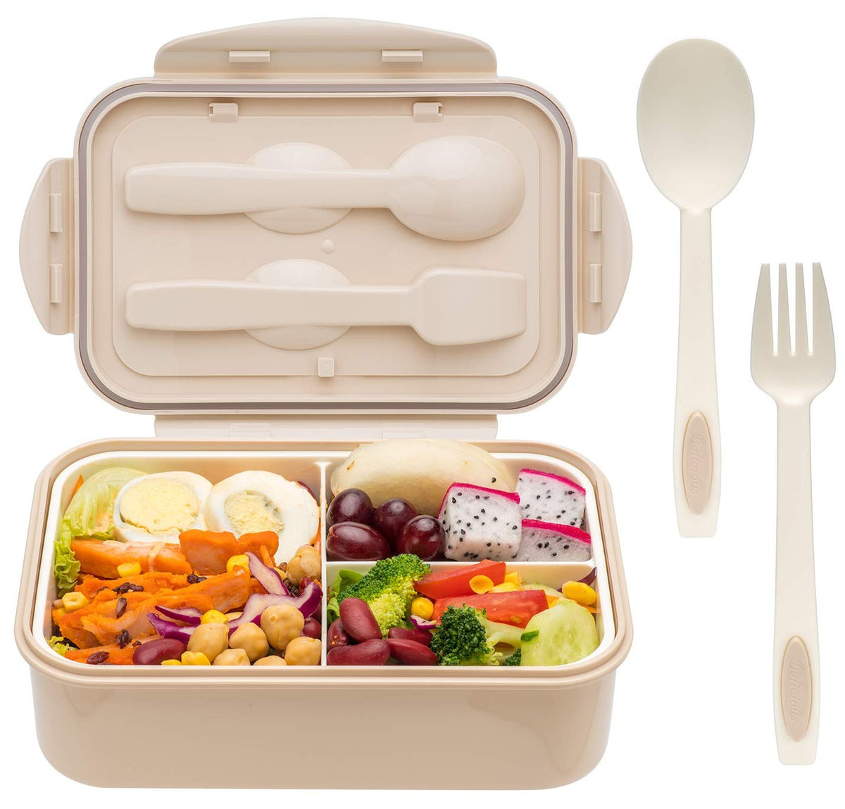 Lovina Bento Box For Adults And Kids - 1400Ml Portable, Lightweight, Easy To Carry Meal Holder With Spoon & Fork, Durable, Leak-