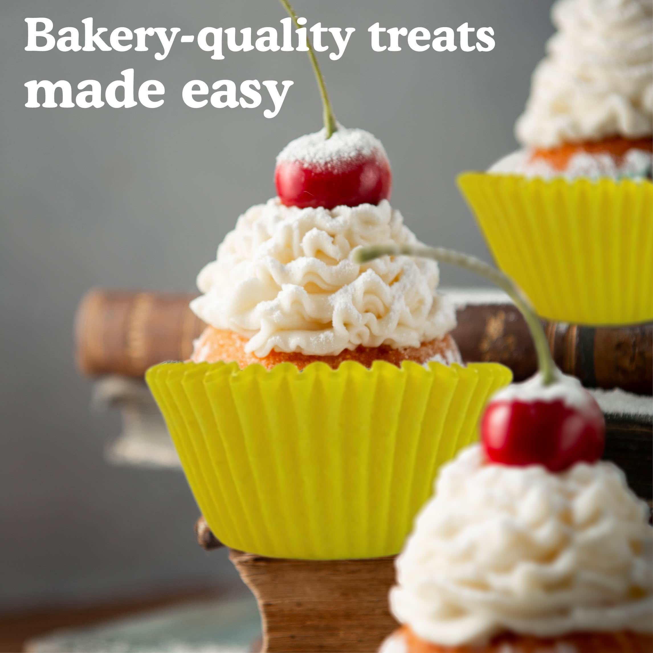 Regency Wraps Greaseproof Professional Grade Baking Cups, Pack Of 40, Standard Liners, Yellow Solid, For Cupcakes, Muffins, Cand