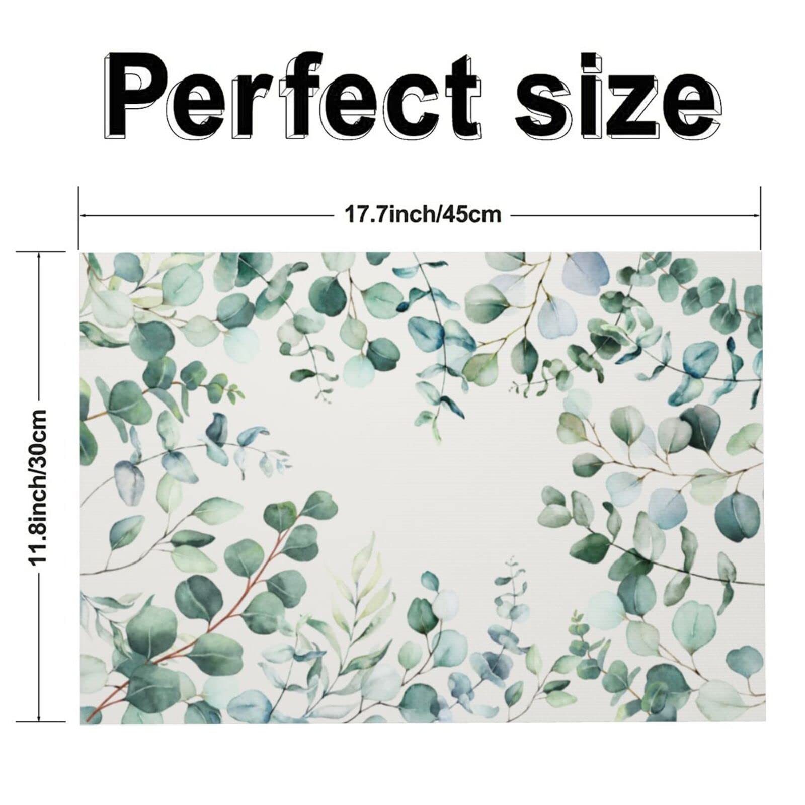 Eucalyptus Leaves Cloth Placemats For Dining Table Set Of 4 Woven Place Mats Rectangle Fabric Table Mats