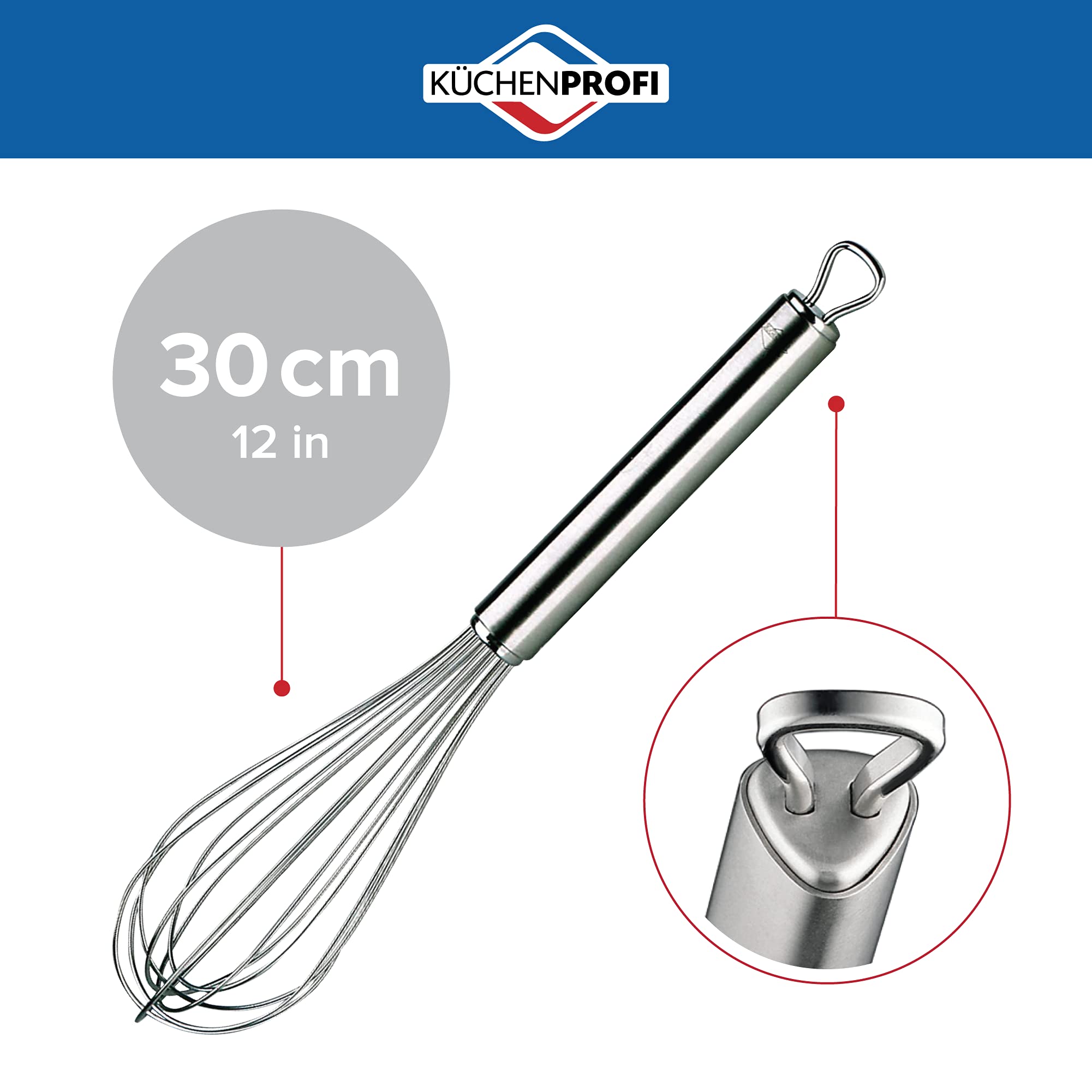 Kchenprofi Stainless Steel Hand Eggs, Batter, And Dough, Metal Whisk For Kitchen Use, 12 Inches, Silver
