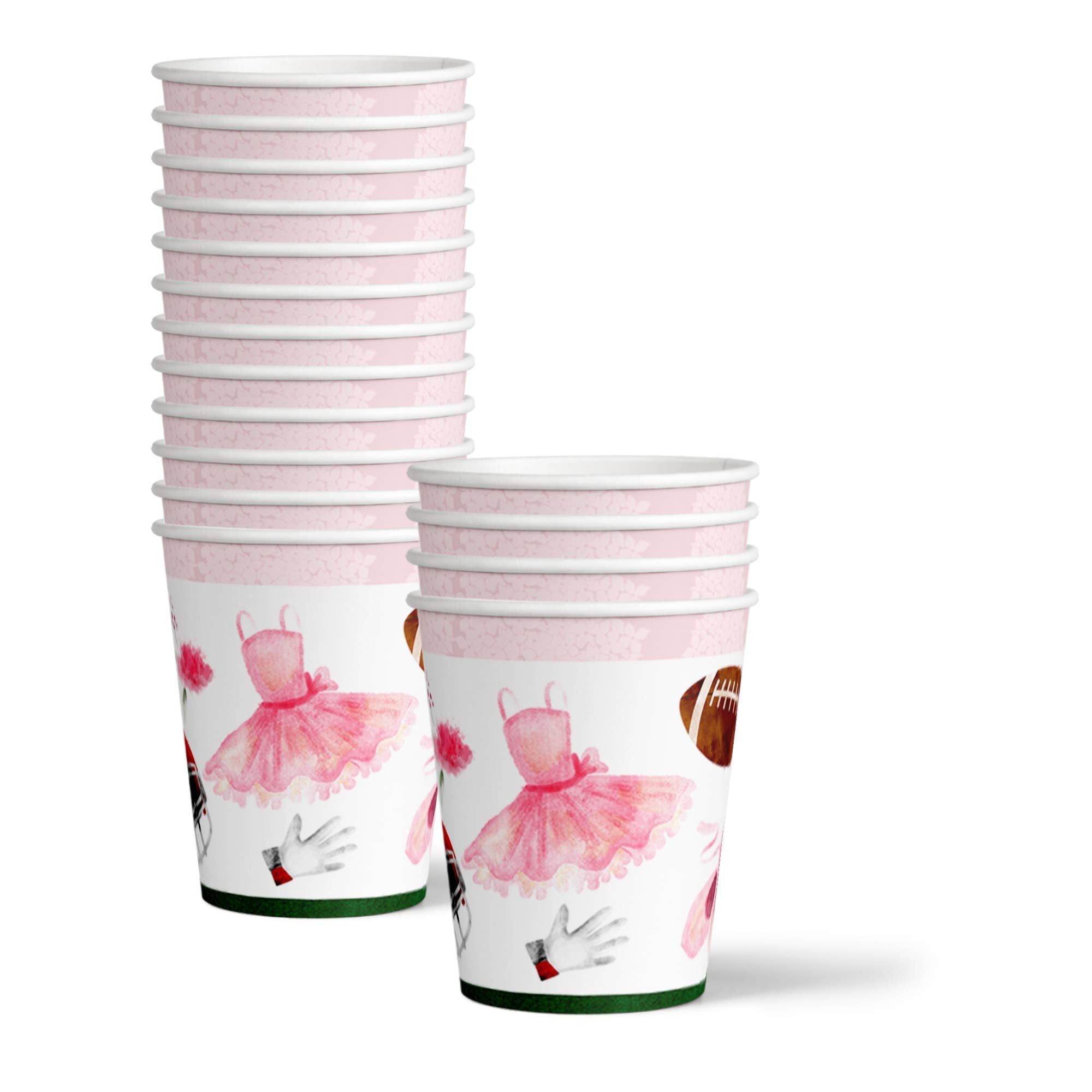 Tutus or Touchdowns Gender Reveal Party Supplies Set Plates Napkins Cups Tableware Kit for 16