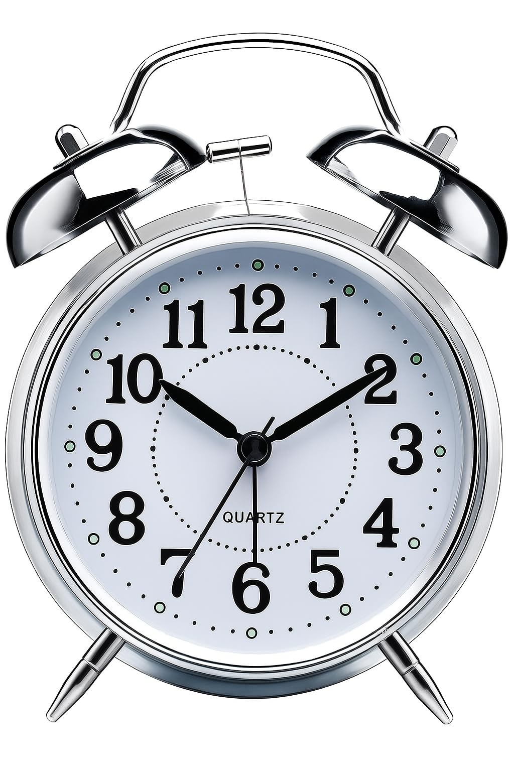 Aerys Retro Twin Bell Table Clock, Metal Frame Alarm Clock With Night Backlight, Silent Movement, High Volume For Heavy Sleeper 
