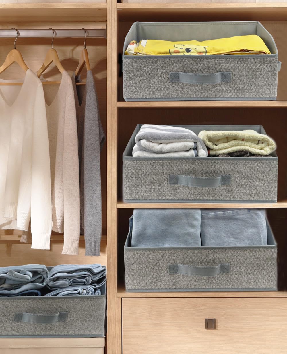 6 Pack Closet Storage Bins For Shelves, Shelf Baskets For Organization, Closet Organizers And Storage, Trapezoid Storage Bin Clo