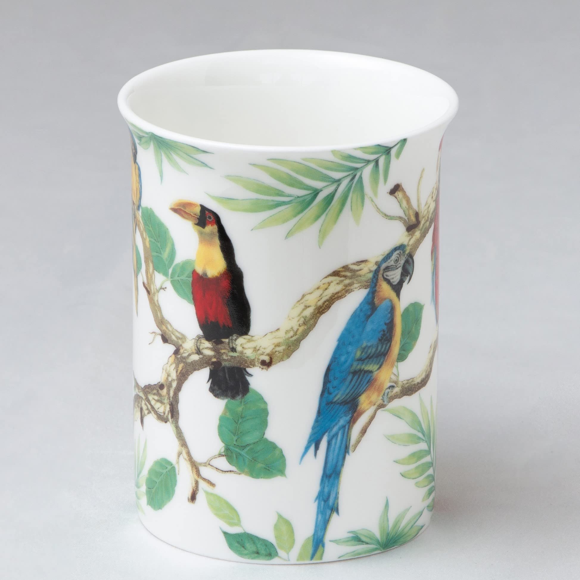 Gracie Bone China 4 Tropical Parrots And Toucans Mugs, Set Of 4