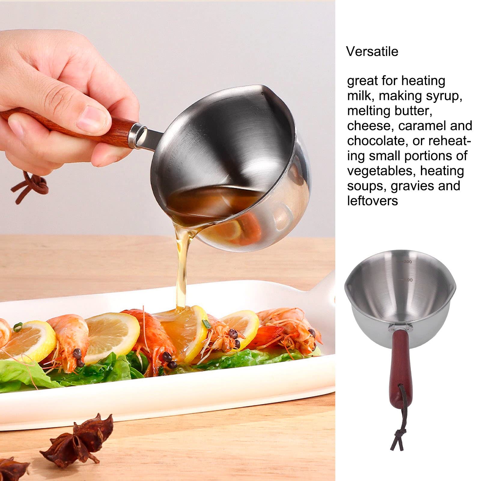 Mini Saucepan, Milk Pot, Milk Coffee Warmer 304 Stainless Steel Mini Melting Pot With 2 Pour Spouts For Heating Milk Melting (12
