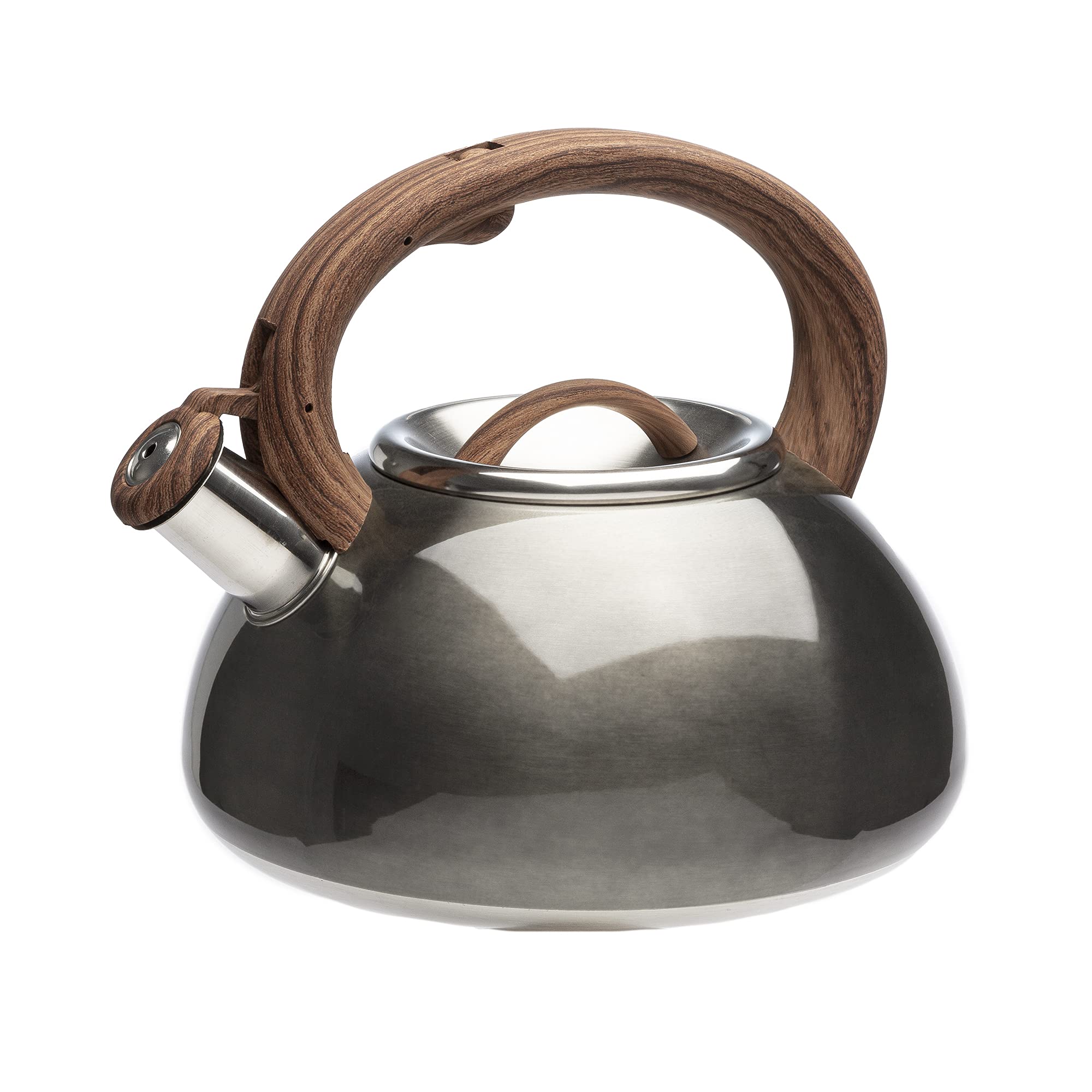 Primula Avalon Whistling Stovetop Tea Kettle, Food Grade Stainless Steel Wide Mouth, Fast To Boil, Cool Touch Handle, 2.5-Quart,