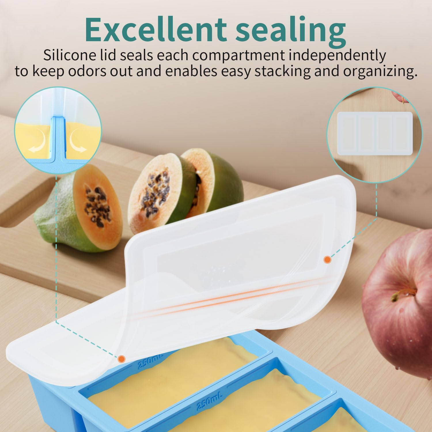 Ggow Silicone Freezer Tray For Soup Cube: Silicone Freezing Tray For Broth Sauce Storage - Freeze 125Ml 250Ml Souped Portion
