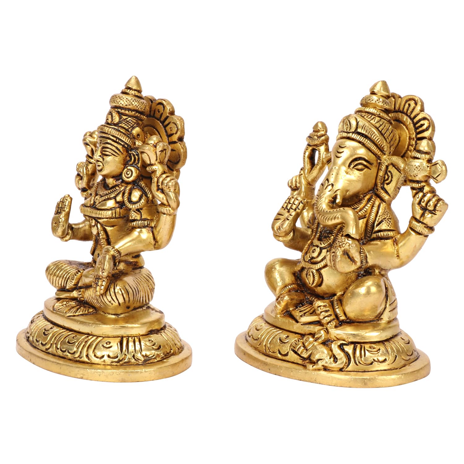 Artvarko Brass Laxmi Ganesha Idol Lakshmi Ganesh Murti Statue Pooja Gift And Home Dcor (Size 8X6X10 Cm)