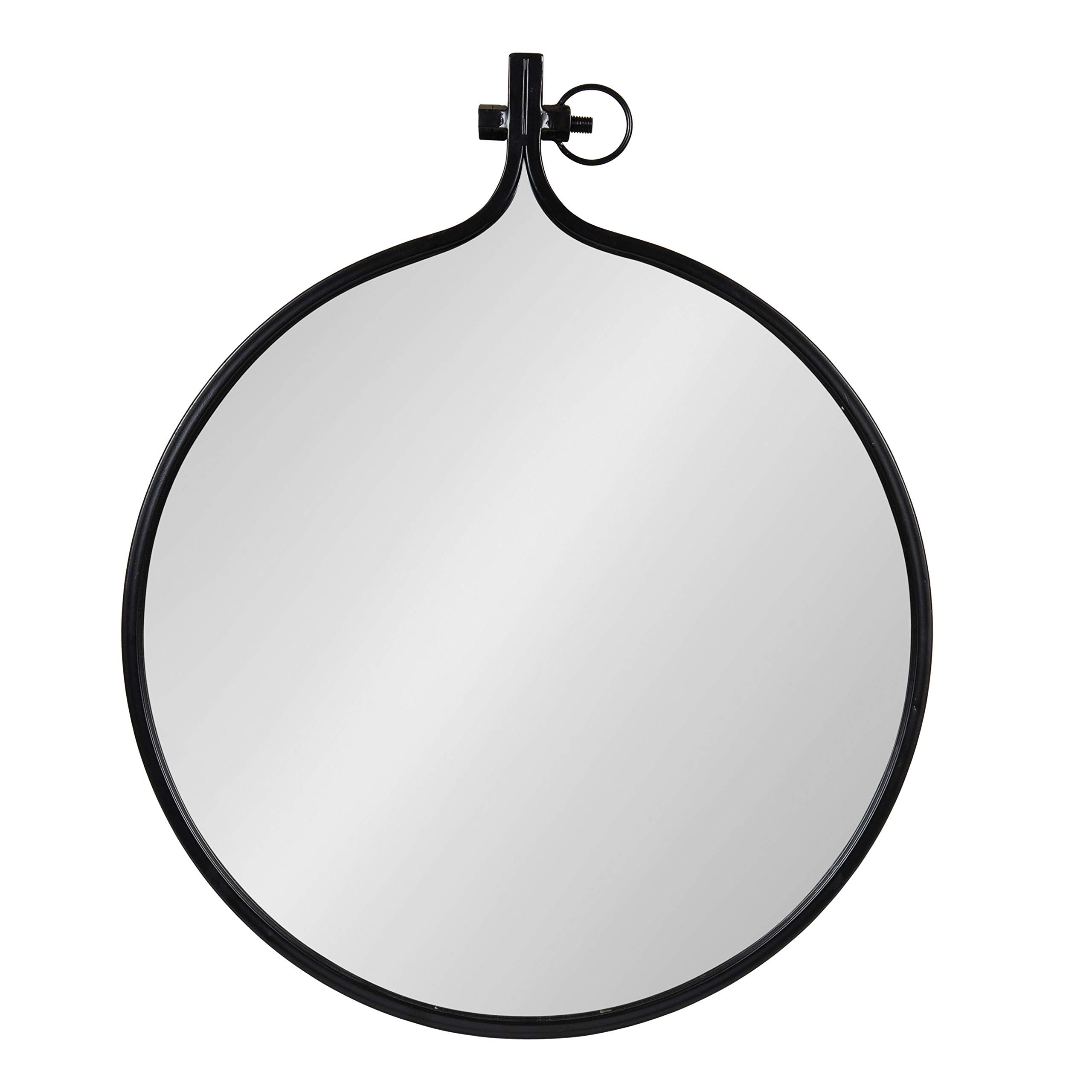Kate and Laurel Yitro Round Industrial Modern Metal Framed Wall Mirror, 23.5x28.5, Black