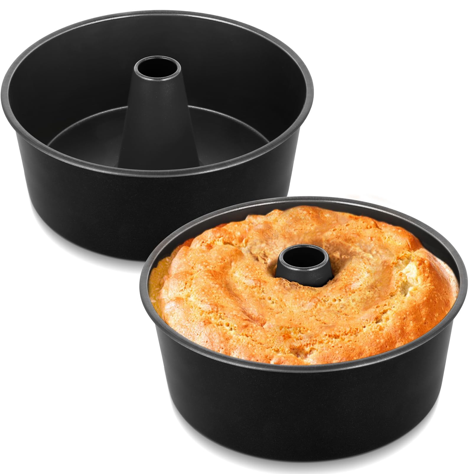 Teamfar 10 Inch Angel Food Cake Pan, Non-Stick Coating Stainless Steel Core Pound Cake Pan With Tube, Healthy & Heavy-Duty, One-