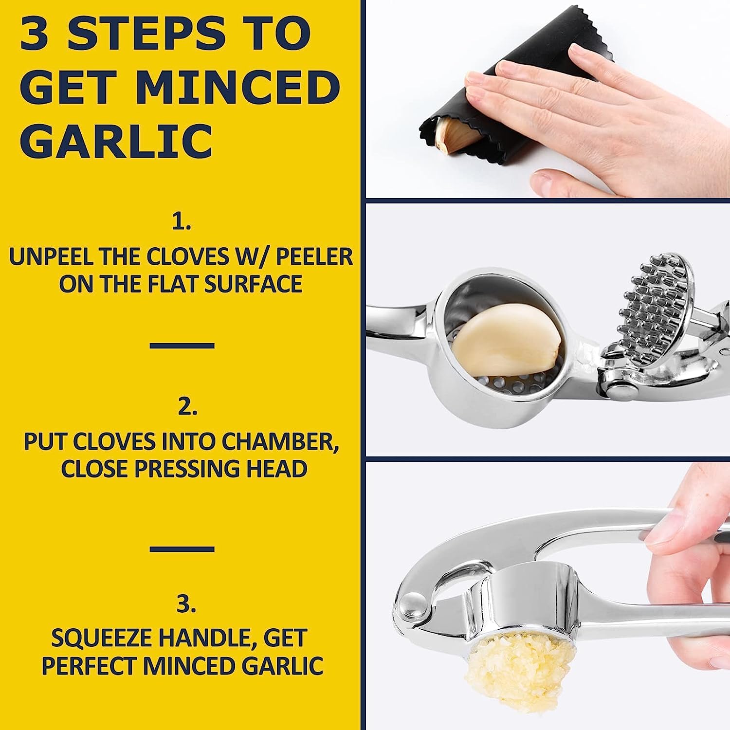 Premium Garlic Press Stainless Steel - Elevate Your Culinary Experience With Our Premium Garlic Mincer, Crusher & Peeler Set, Di