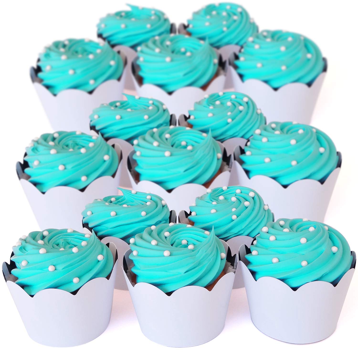 White Cupcake Wrappers 50 Count - Adjustable Black And White Cupcake Wrappers | Easy Reversible Black And White Stripe Cupcake W