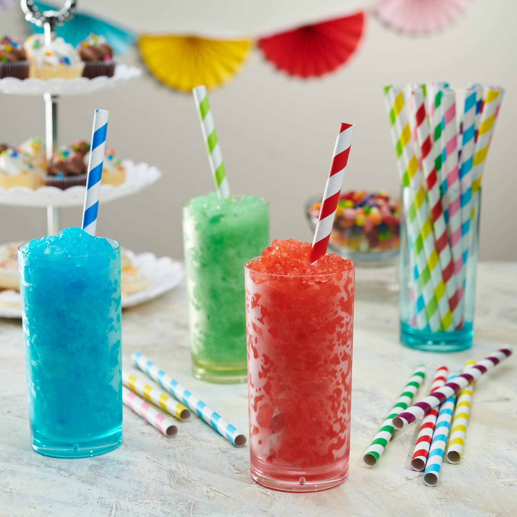 Comfy Package [100 Pack] 10 Mm Jumbo Striped Paper Smoothie Straws, 100% Biodegradable Paper Boba Straws, Disposable Milkshake S