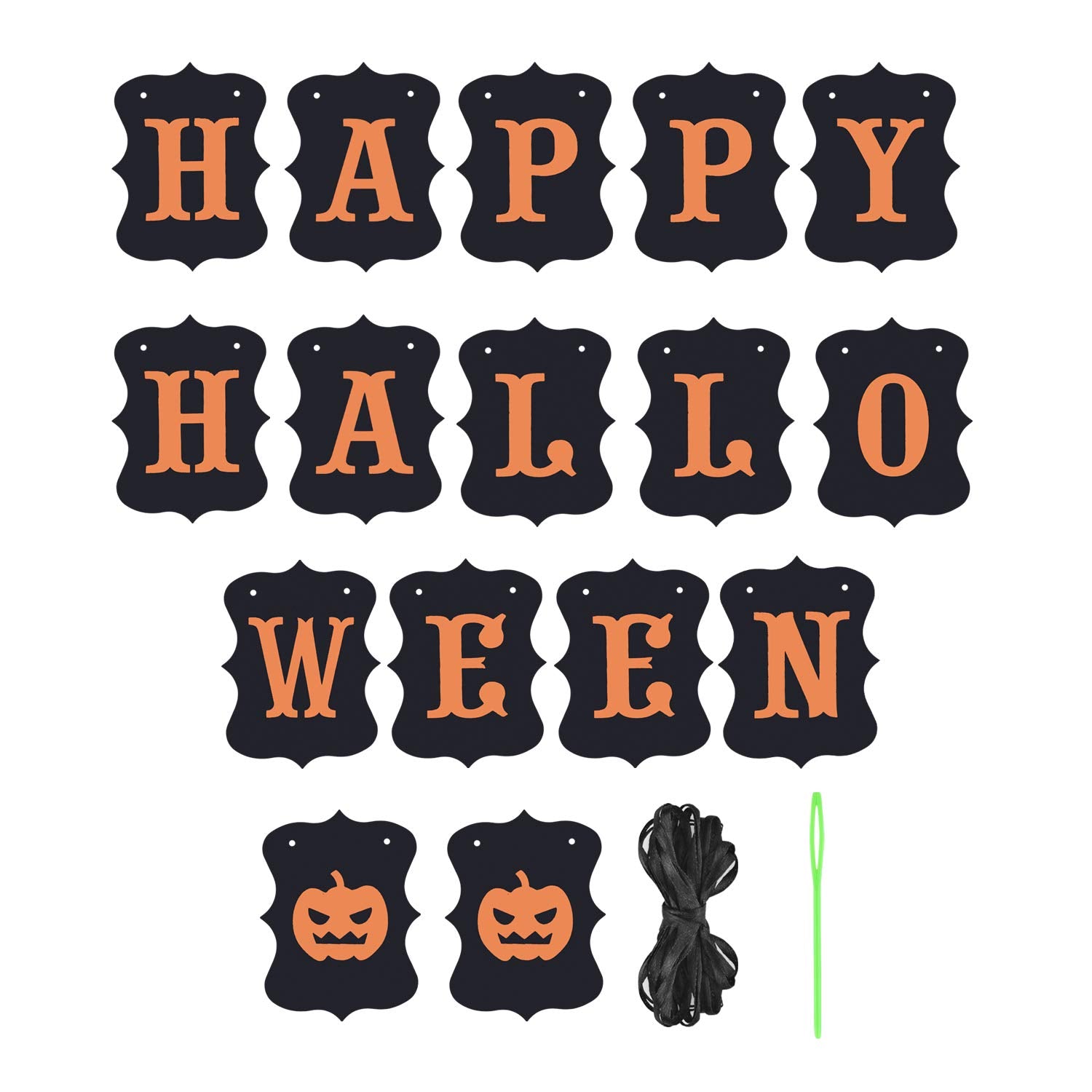 Erkoon Happy Halloween Banner Bunting With Pumpkin Sign For Halloween Wall Decorations Party Supplies Home Hanging Photo Props