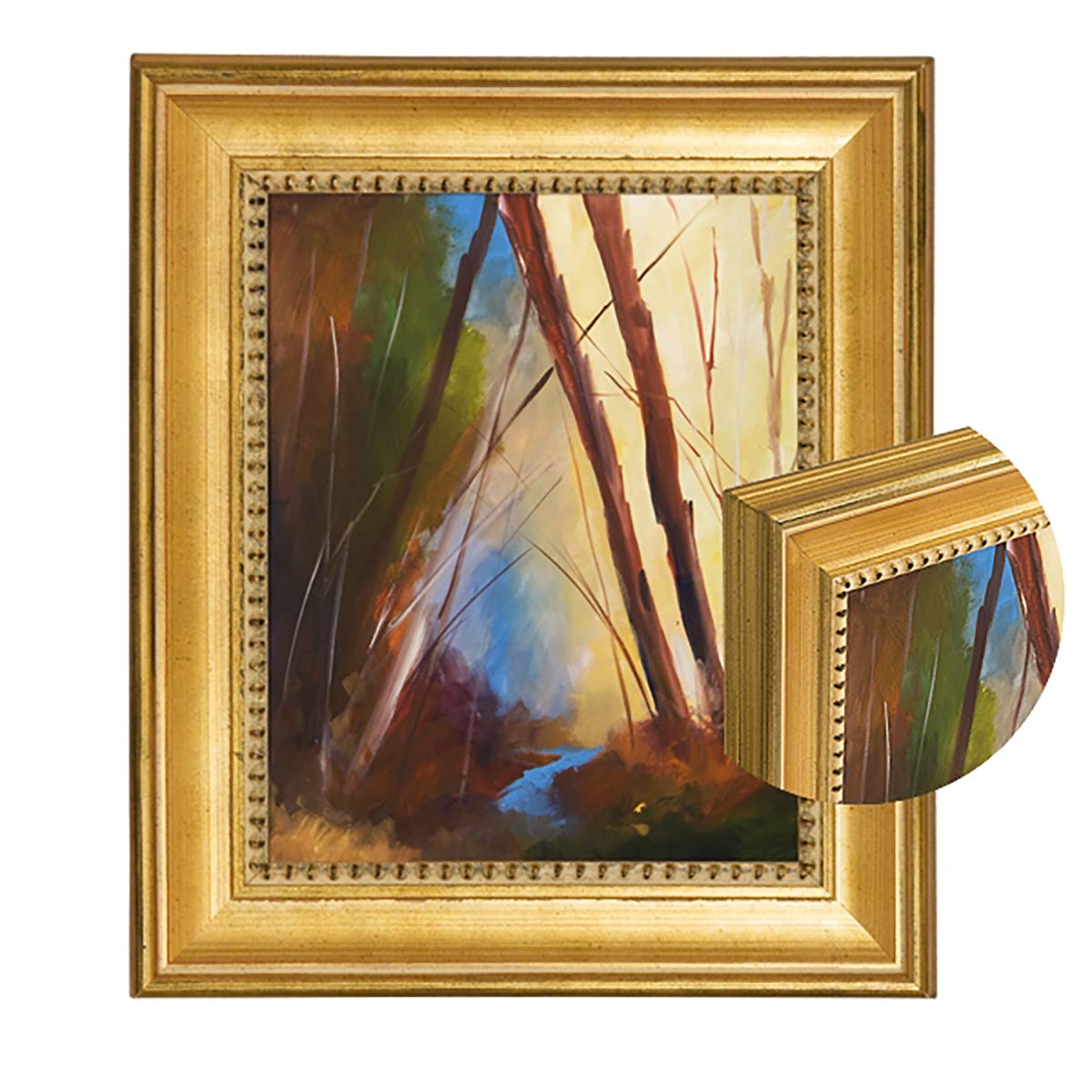 Classique 55 Gold Leaf Solid Wood Art Frame 2 Width and 1/4 Rabbet for Canvas, Traditional Artwork, and Portraits - [8 x 10]