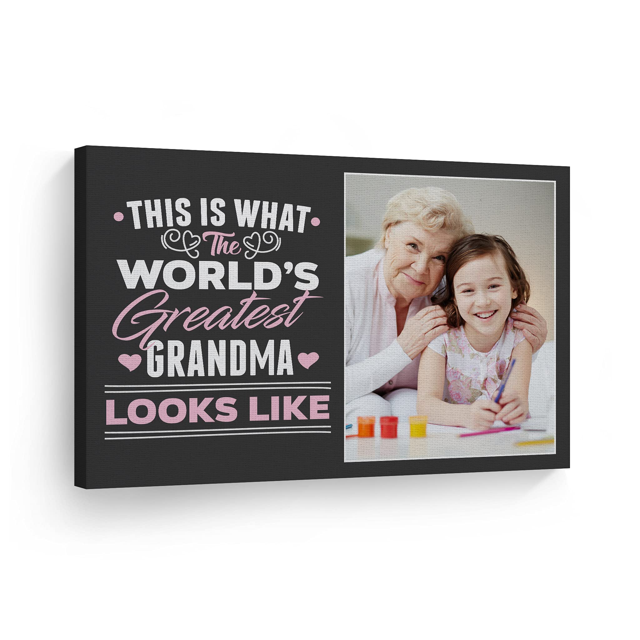 Smile Art Design Custom Photo Print Canvas Print With Your Photo Personalized Photopink World'S Greatest Grandma Personalized Gi