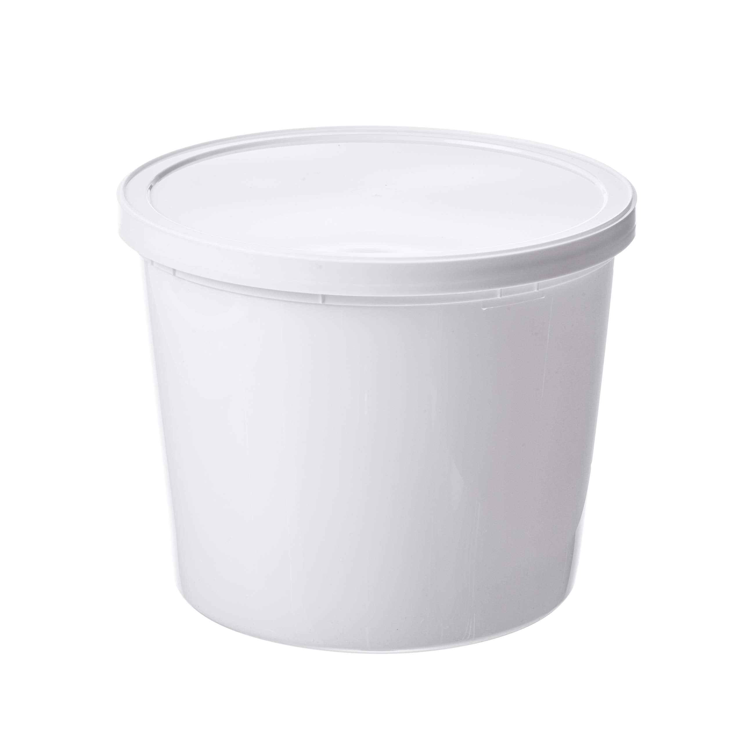 Consolidated Plastics Round Tub with Cover, HDPE, 166 oz., White, 10 Piece