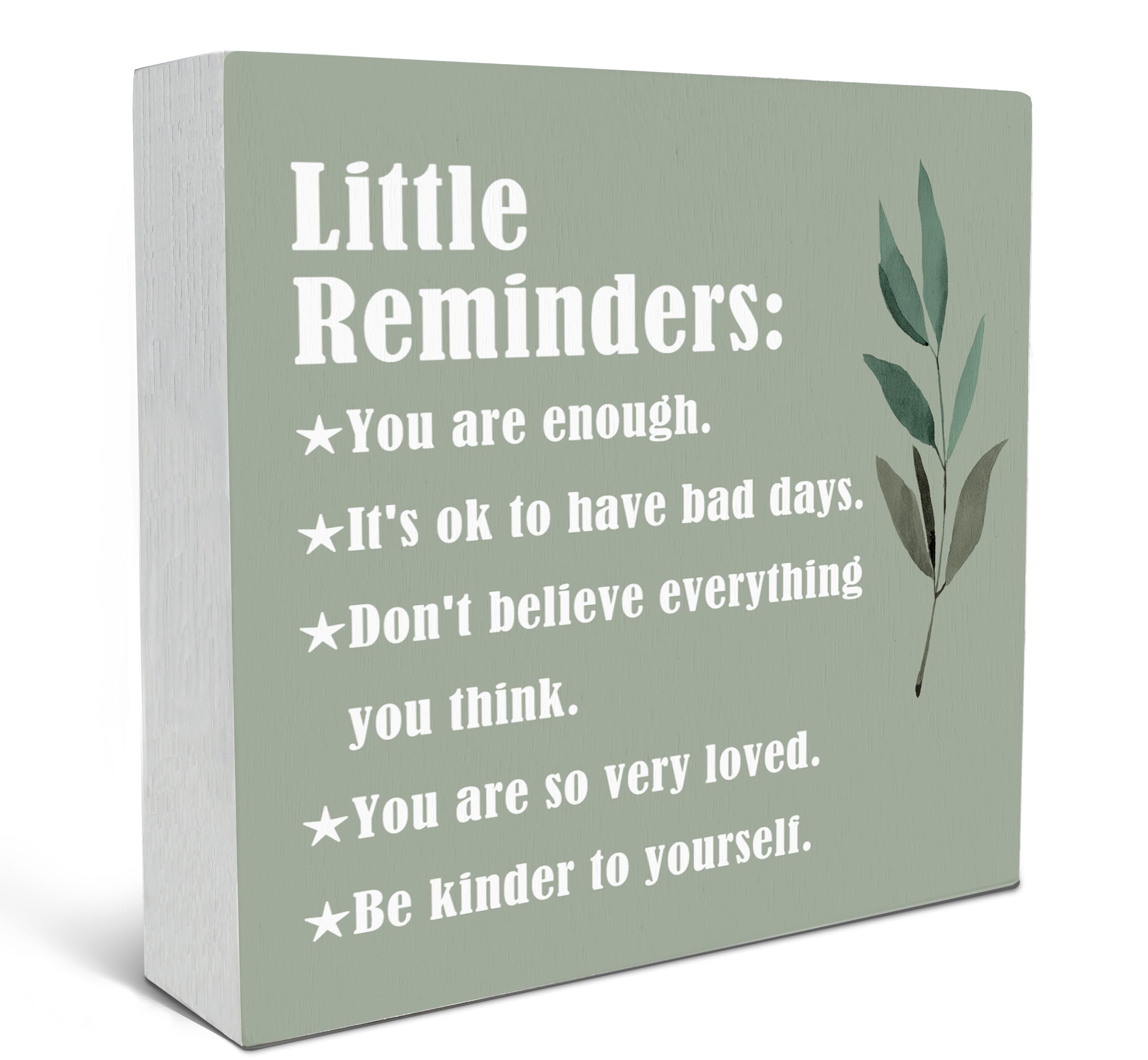 SRADMO Inspirational Little Reminders Wood Box Sign Desk Decor, Green Inspirational Desk Decor, Inspirational College Gifts Box 