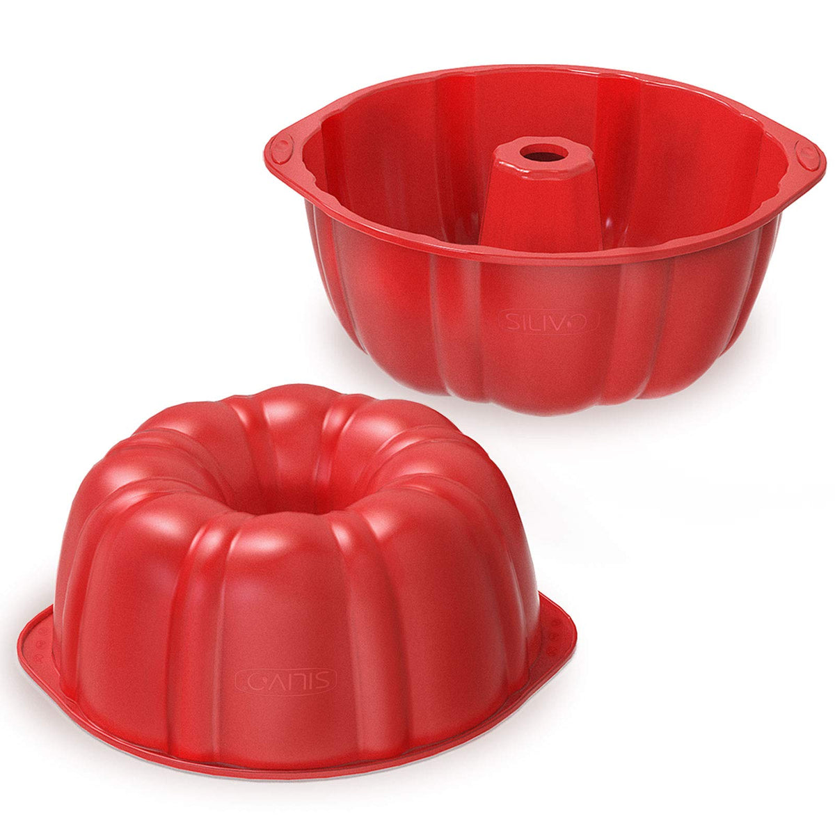 Silivo 7 Inch Silicone Buntz Cake Pans (2 Pack) - 6 Cup Nonstick Silicone Fluted Tube Pans For Baking For Cake, Brownie And Monk