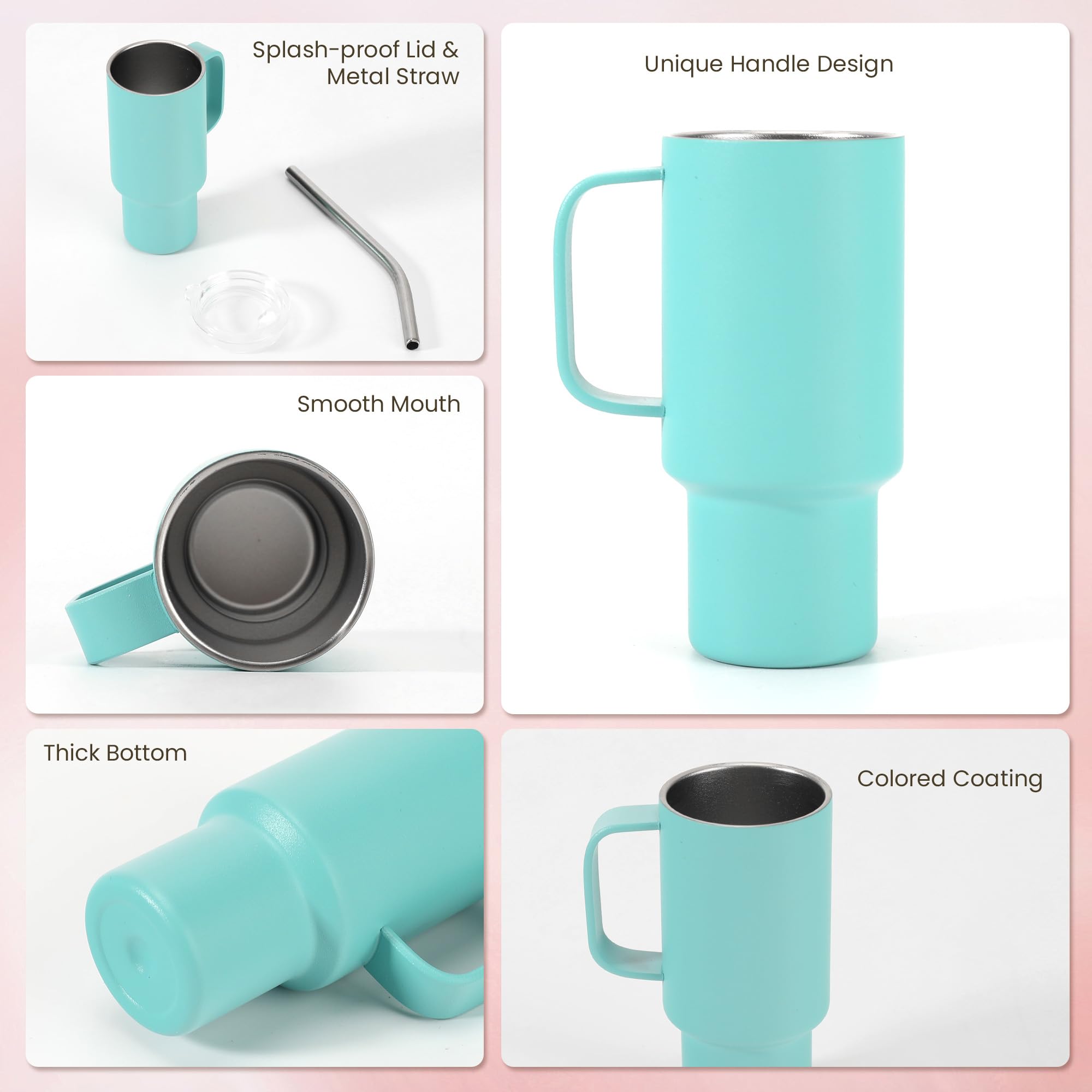 STFALI Cute Shot Glasses with Handle 2 oz, Mini Shot Tumbler with Lid and Straw, Kawaii Insulated Tumblers for Espresso Coffee S