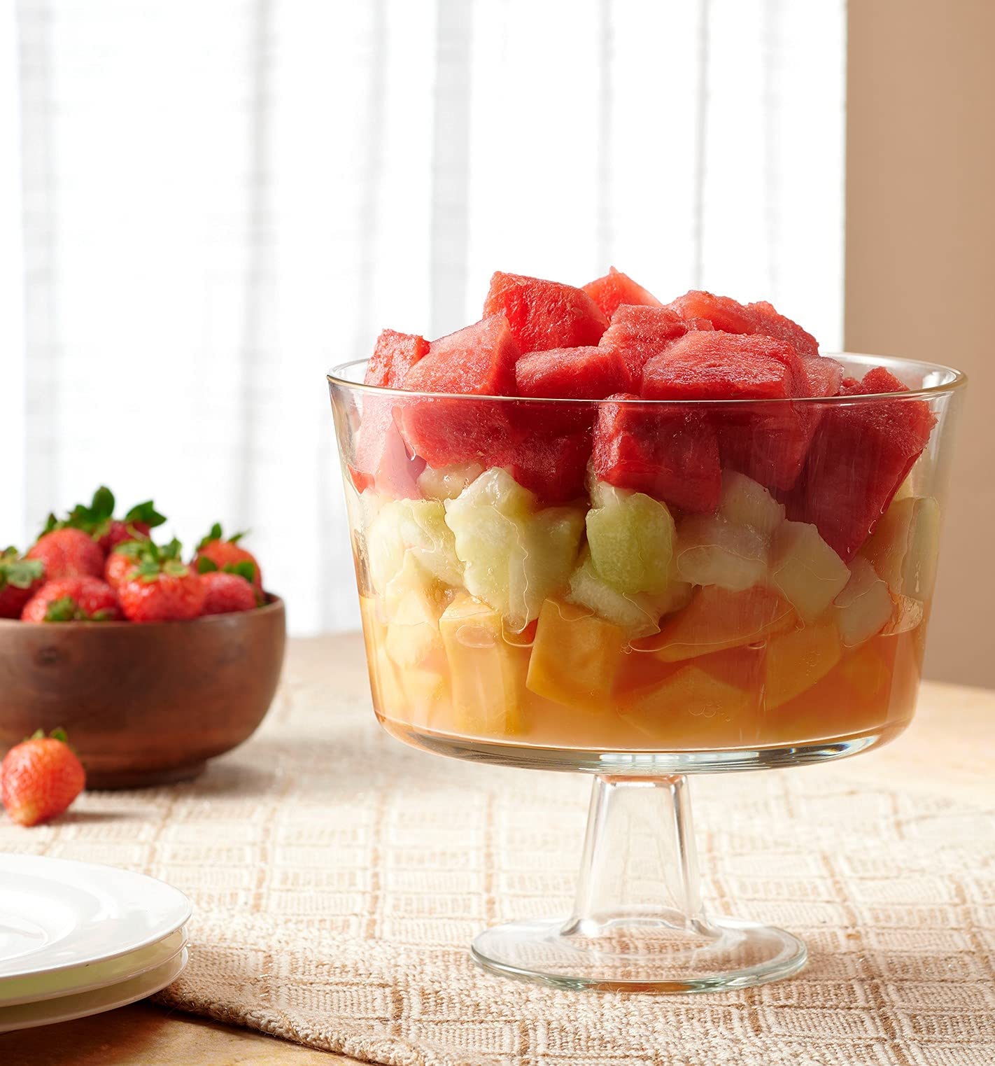 Godinger Trifle Bowl, Fruit Bowl, Italian Made Crystal Glass Footed Trifle Bowls, Dessert Display Cake Stand - Made In Italy