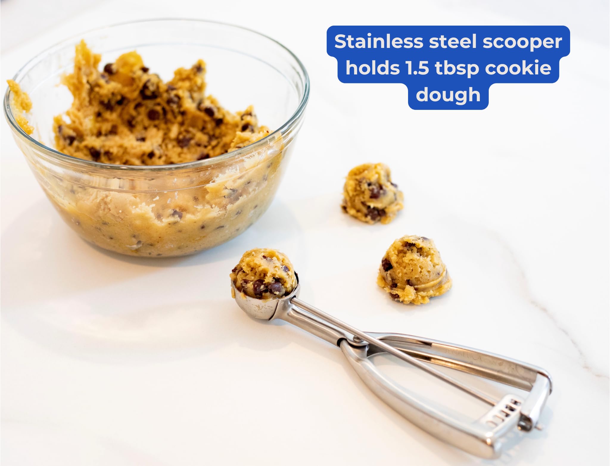 Jenaluca Medium Scoop - Cookie Scoop & Mini Cupcake Scoop - #50 1.5 Tablespoon - Cookie Baking Scoop - 18/8 Stainless Steel
