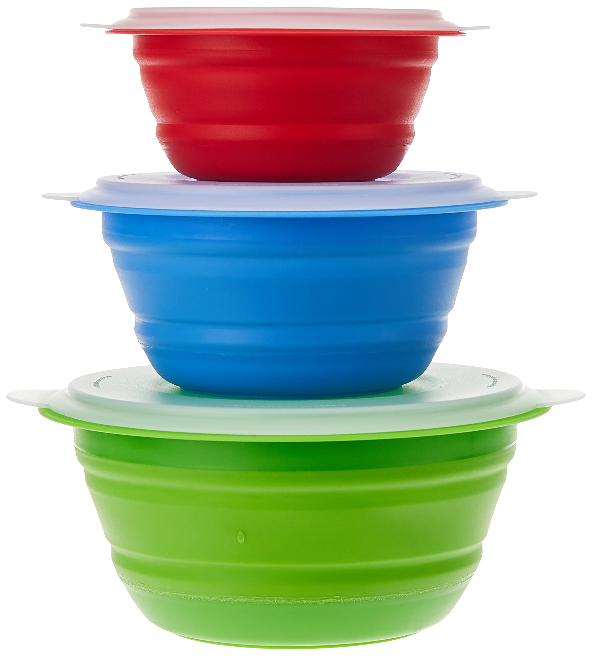 Progressive International Cb-20 Storage Bowls With Lids, Set Of 3, Teal, Green And Red